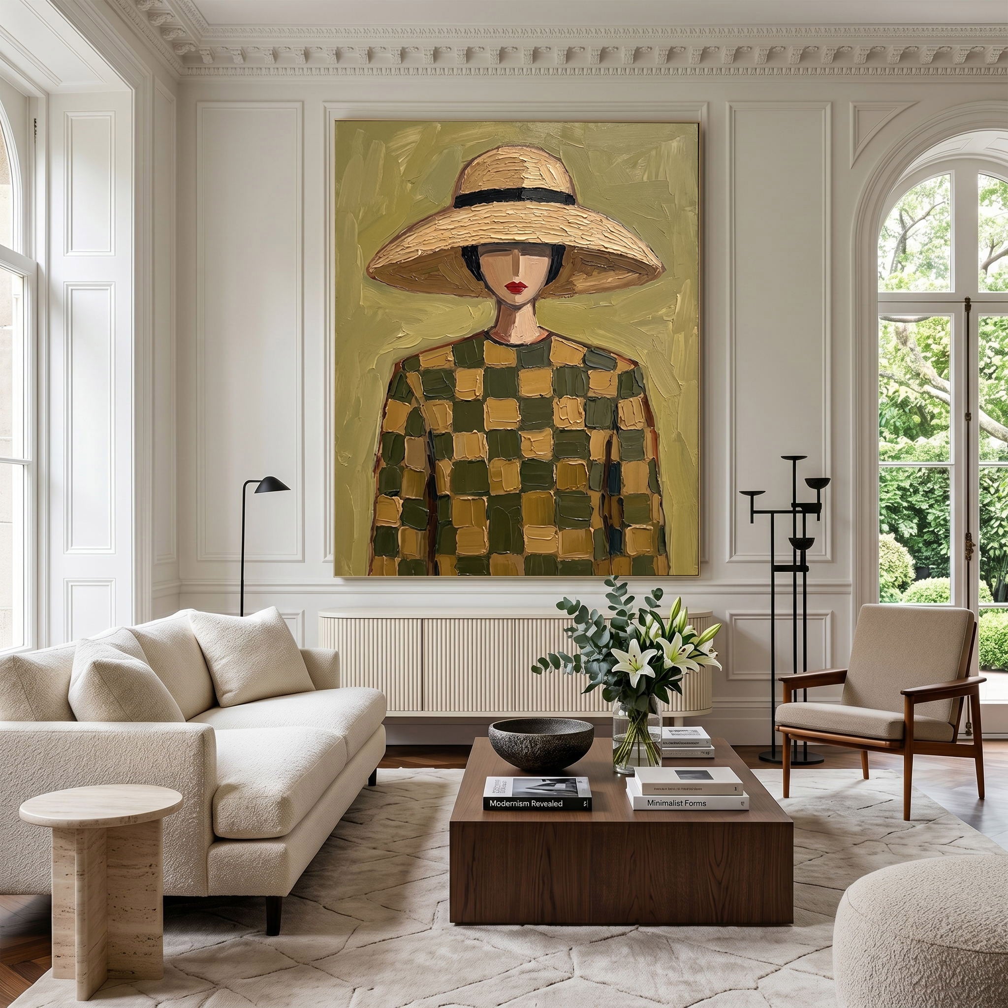 Large Modern Woman Portrait Wall Art Abstract Oil Painting Cowgirl Cowboy Vintage Americana Art Western Fashion Decor Contemporary Home