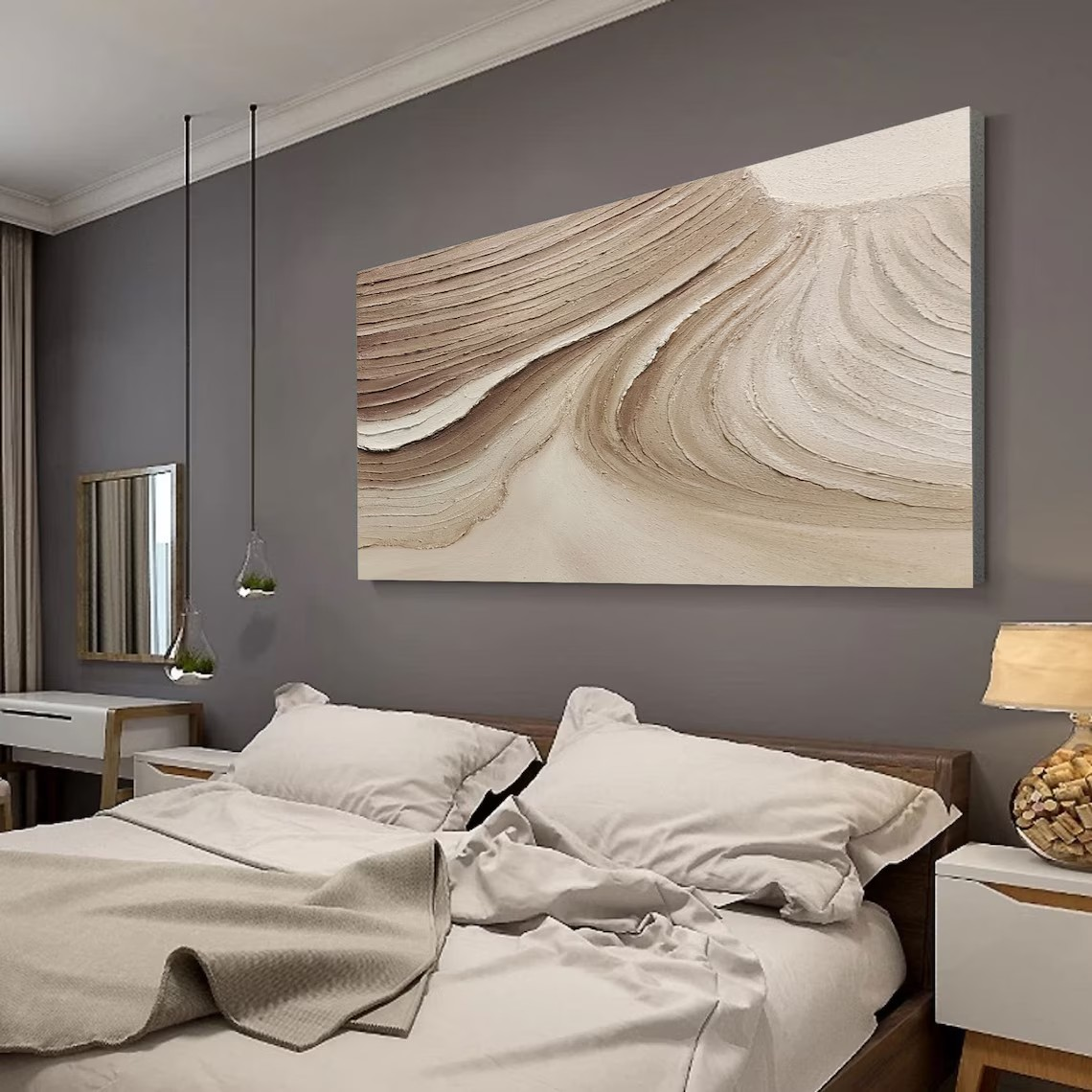 Neutral Textured Wall Art Set of 2 Earthy Tones #AP 107