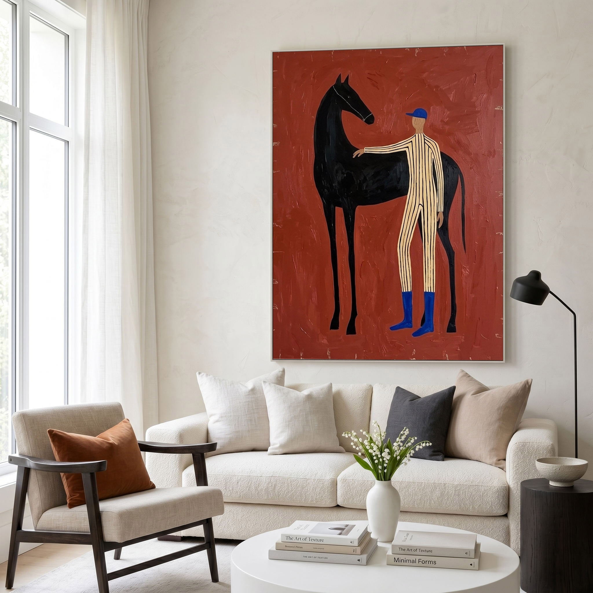 Large Cowboy Horse Wall Art Modern Western Canvas Painting