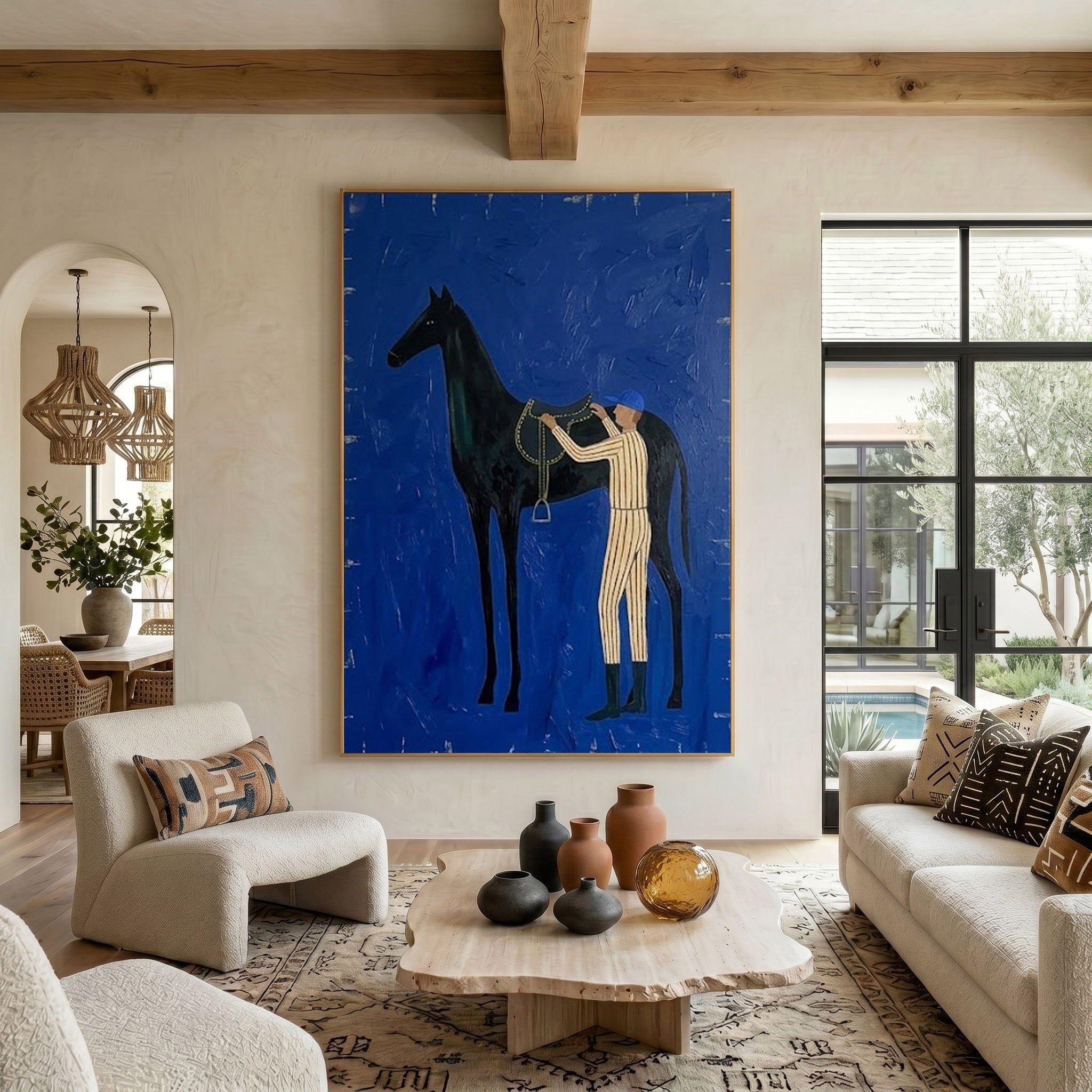 Large Cowboy Horse Wall Art Modern Western Horse Painting Artwork