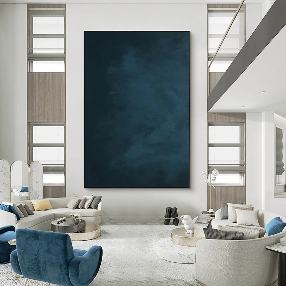 Minimalist Deep Blue Abstract Wall Art
