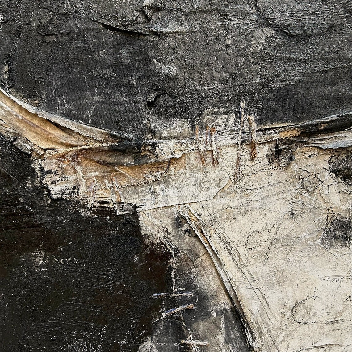 Large Black & Beige Abstract Art for Modern Spaces #AP 101