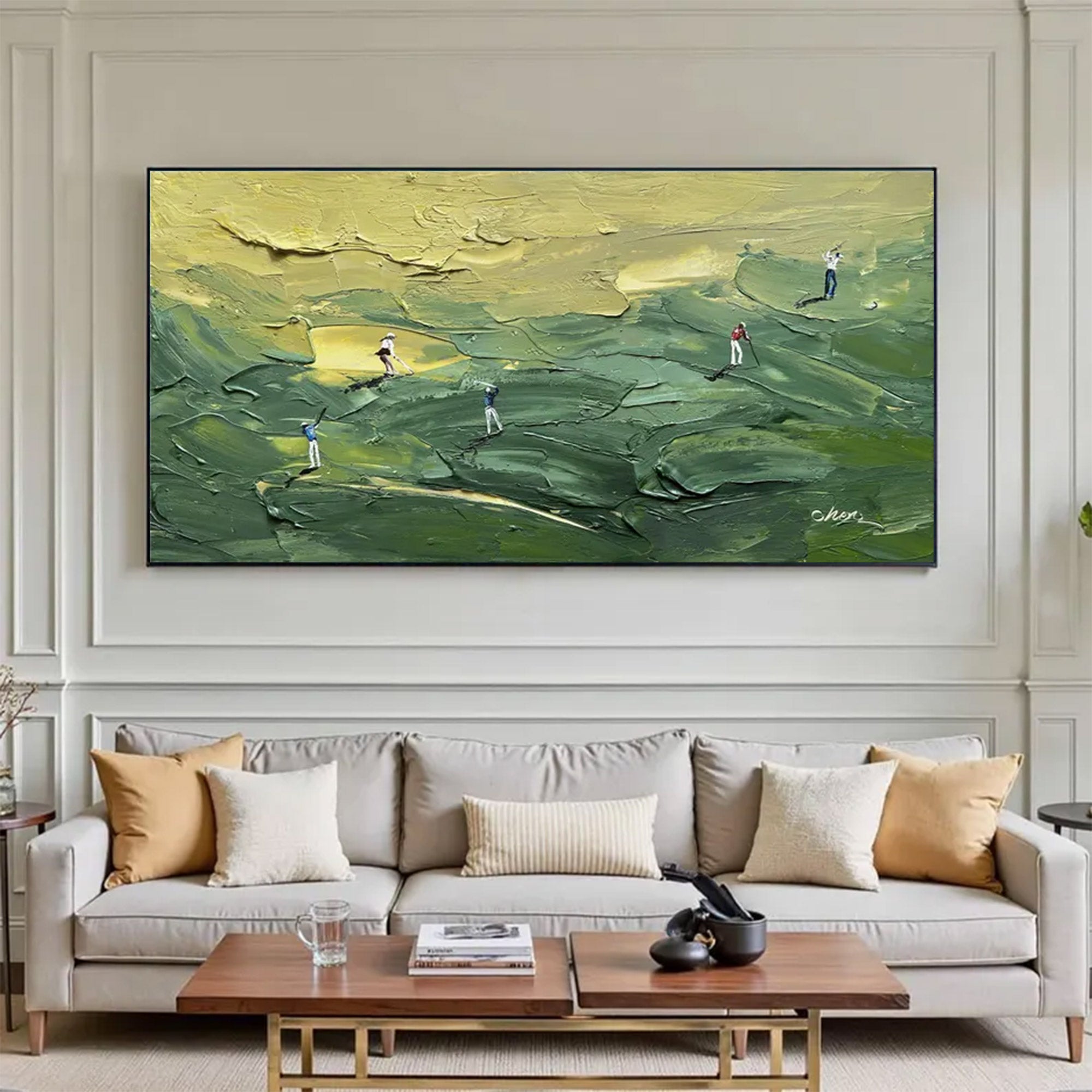 Large Golf Impasto Art Green | KeiraArt #AG 151