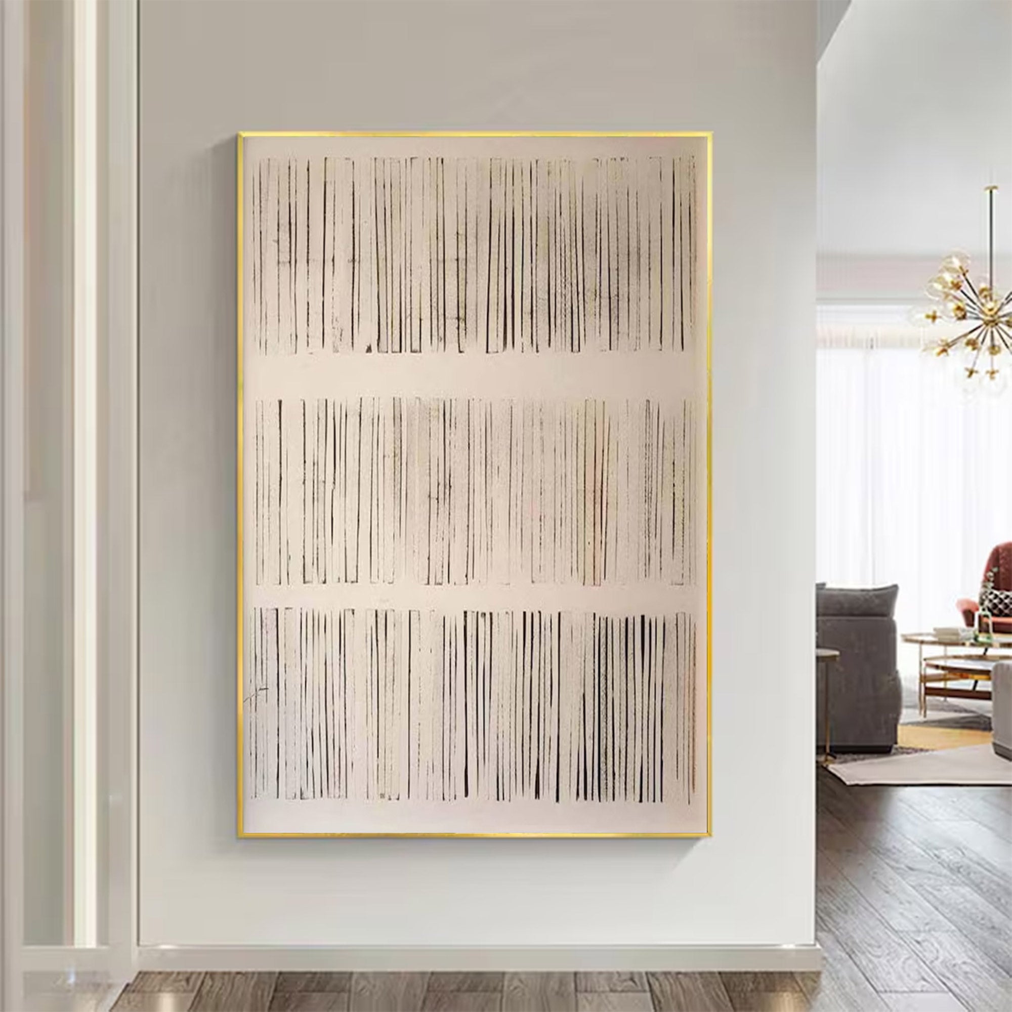 Minimalist Line Art Large Beige Black |KelorArt #AG 106
