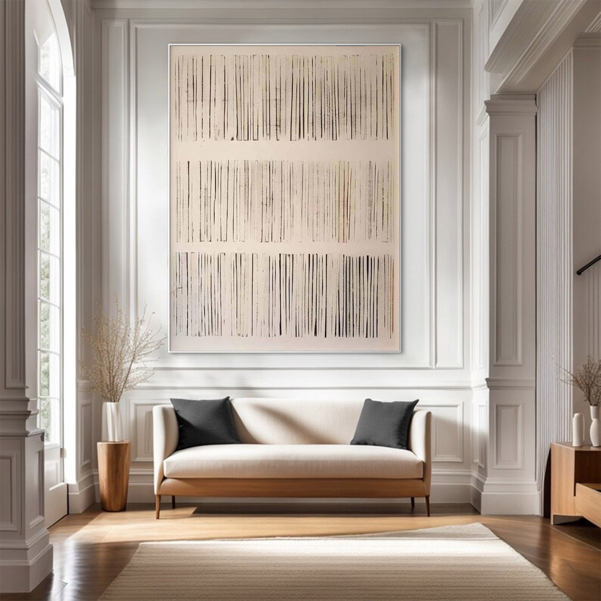 Minimalist Line Art Large Beige Black |KelorArt #AG 106