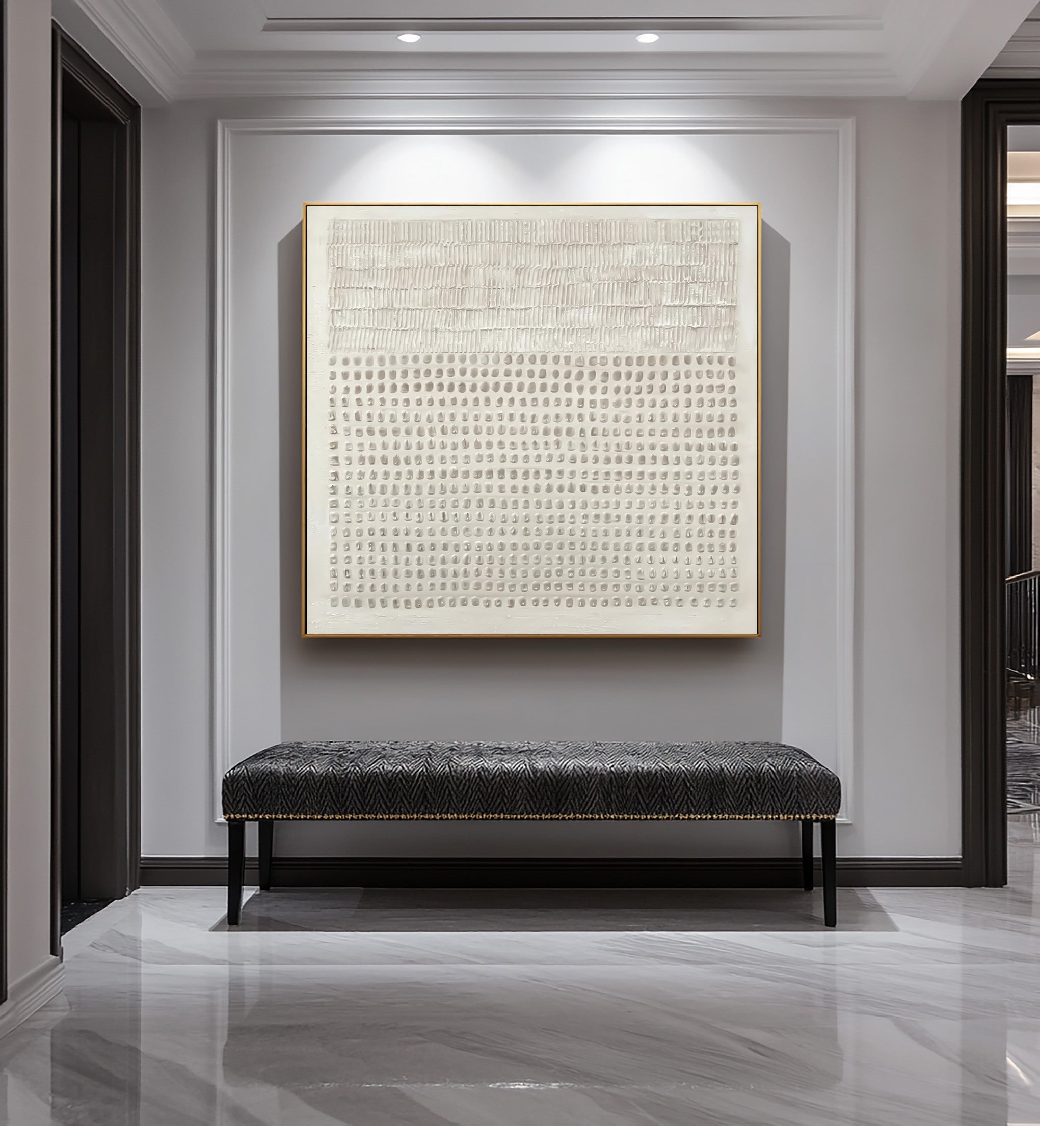 Abstract White Textured Wall Art - Modern Minimalist Decor #AG 028