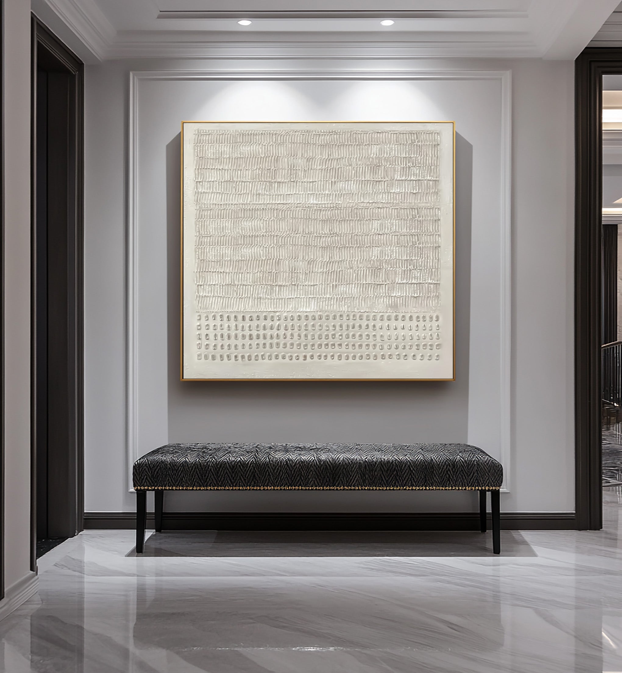 Abstract White Textured Wall Art - Modern Minimalist Decor #AG 027