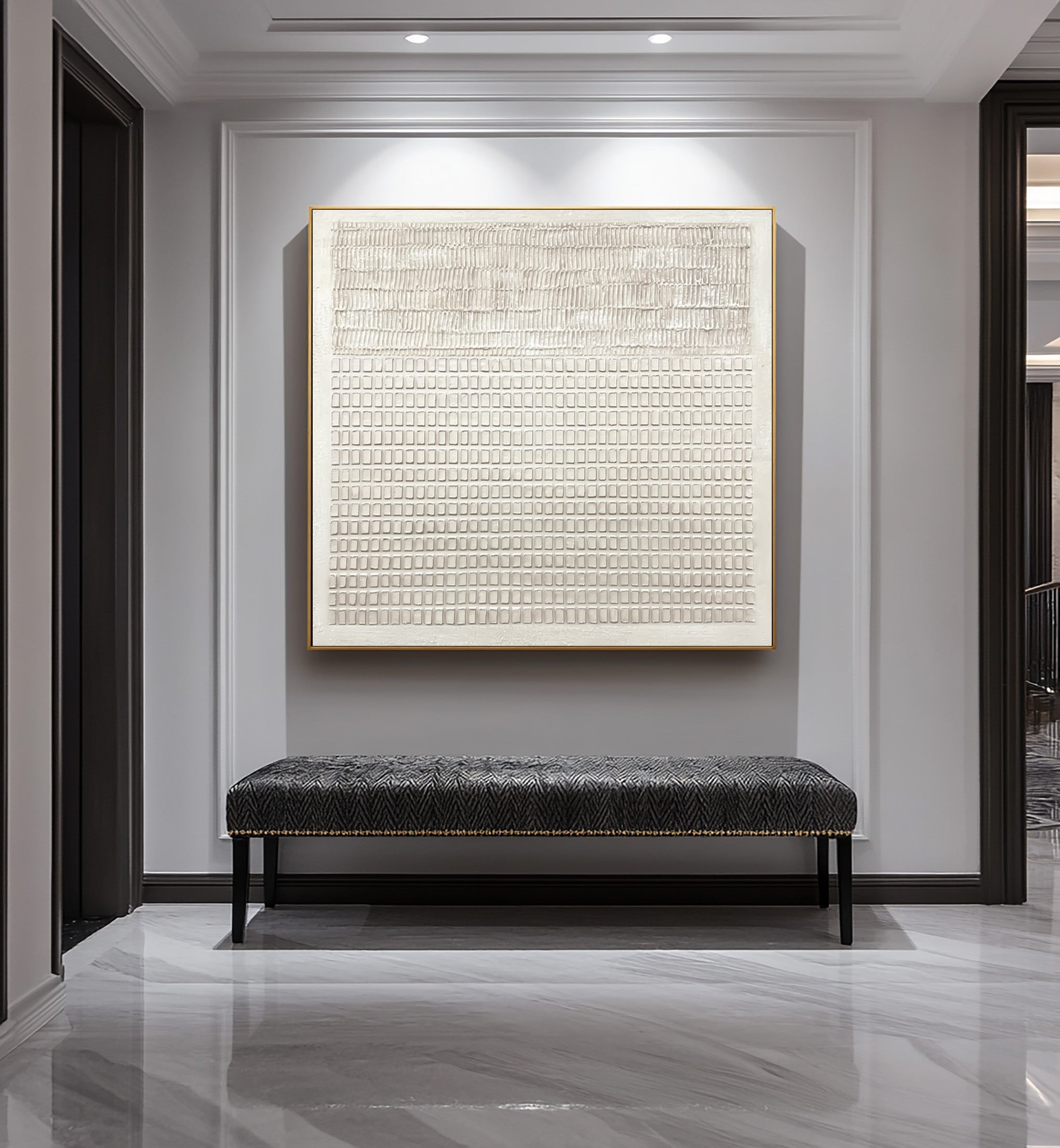 Textured White Minimalist Abstract Wall Art #AG 025