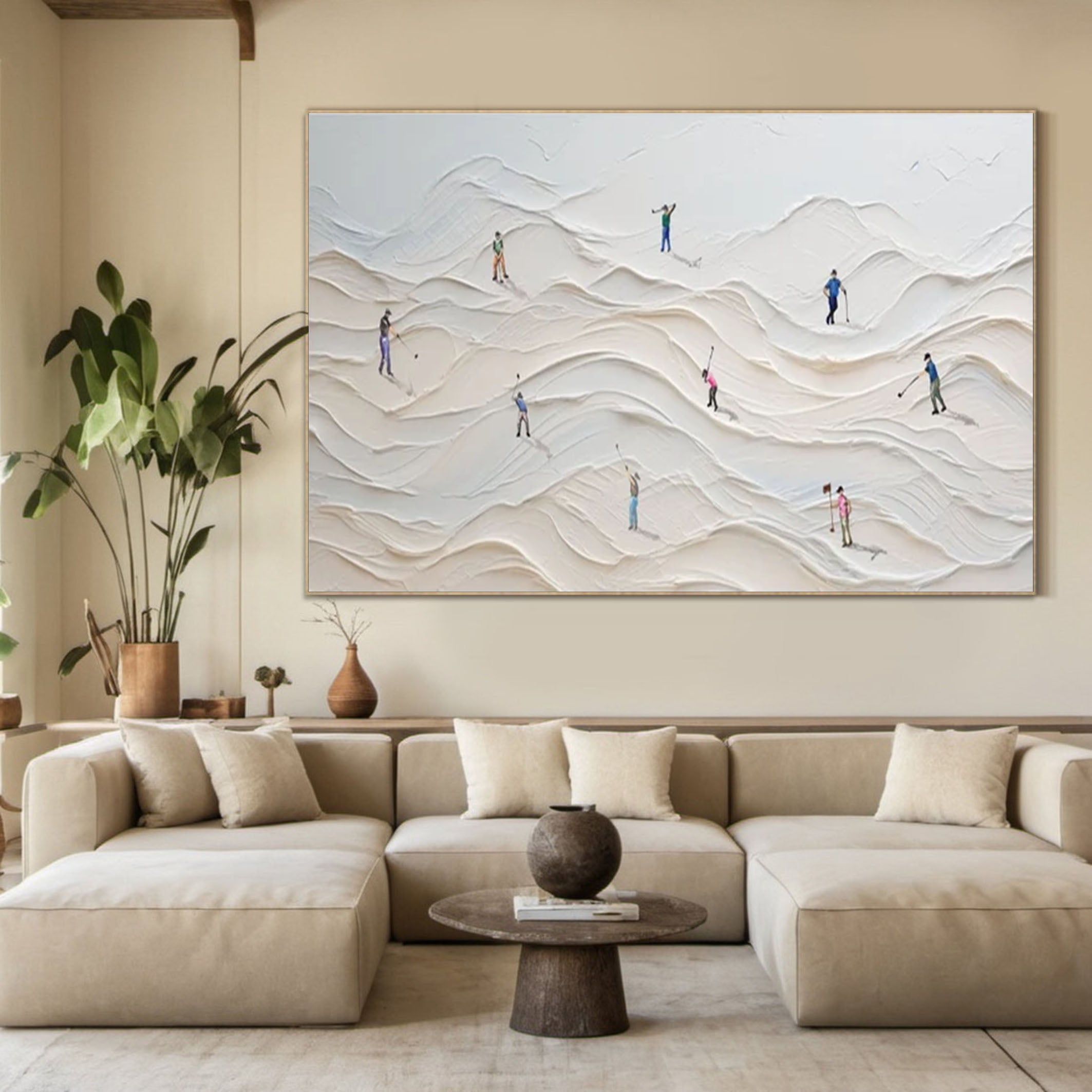 Dune Dance Modern Textured White Wall Art #ASP 009