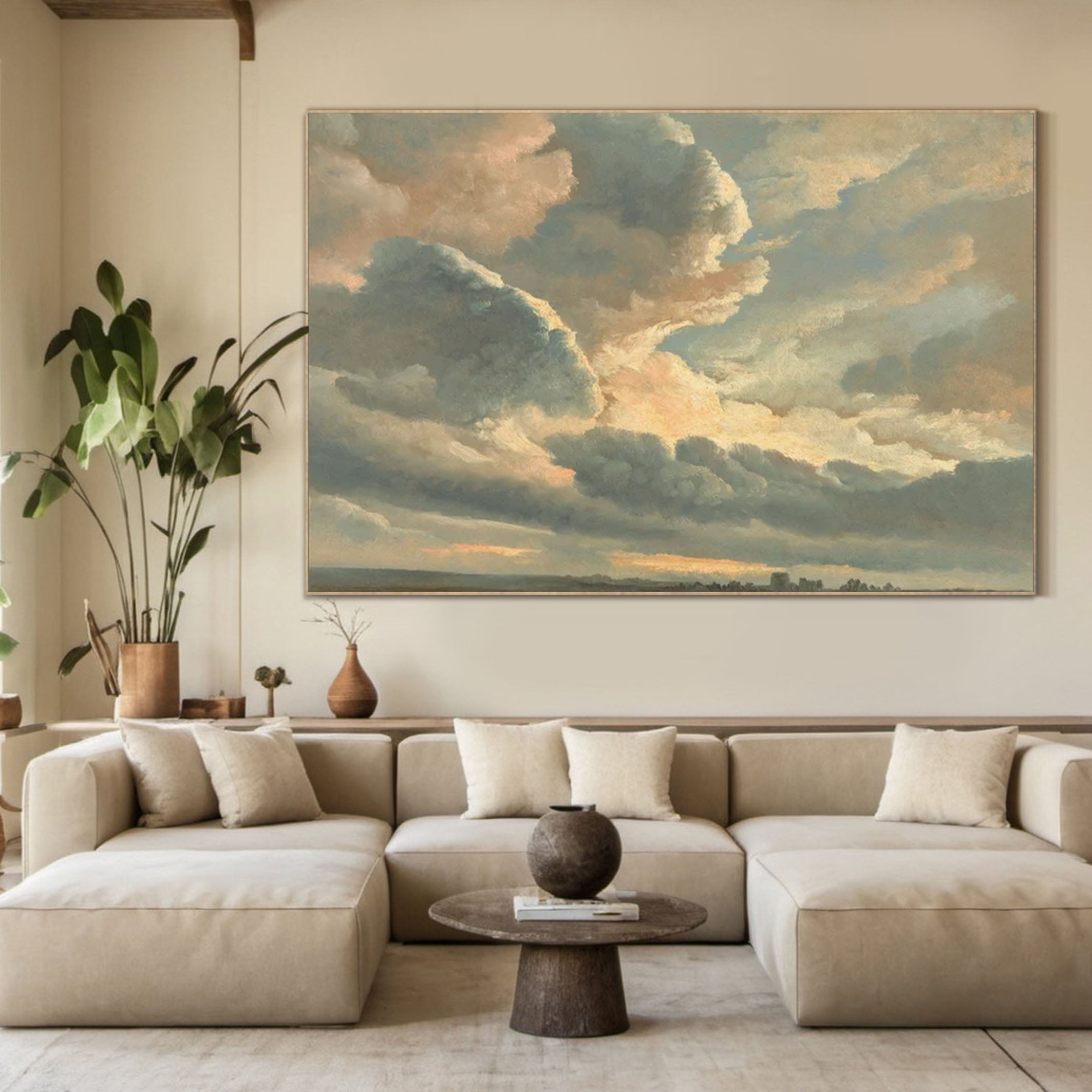 Expansive Sky Oil Painting Majestic Clouds Art for Home Decor #OS 054