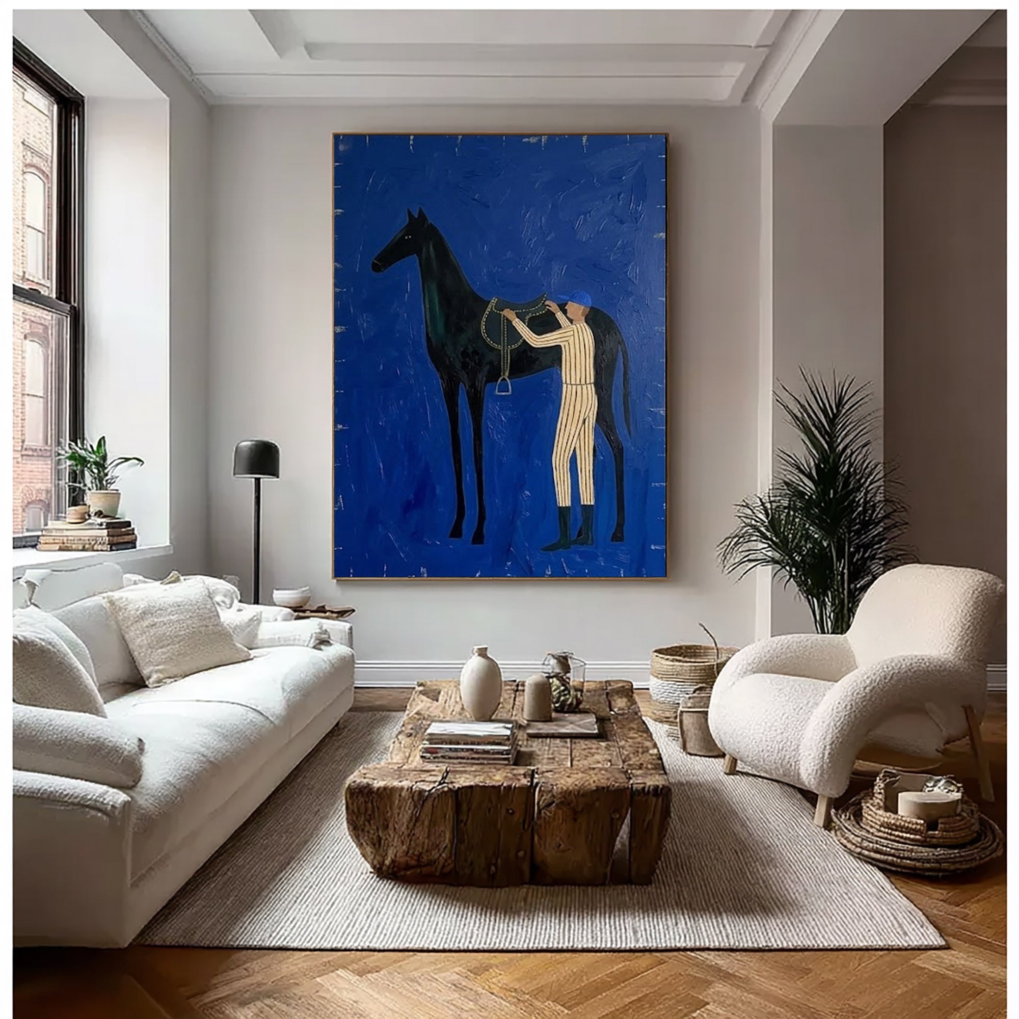 Large Cowboy Horse Wall Art Modern Western Horse Painting Artwork