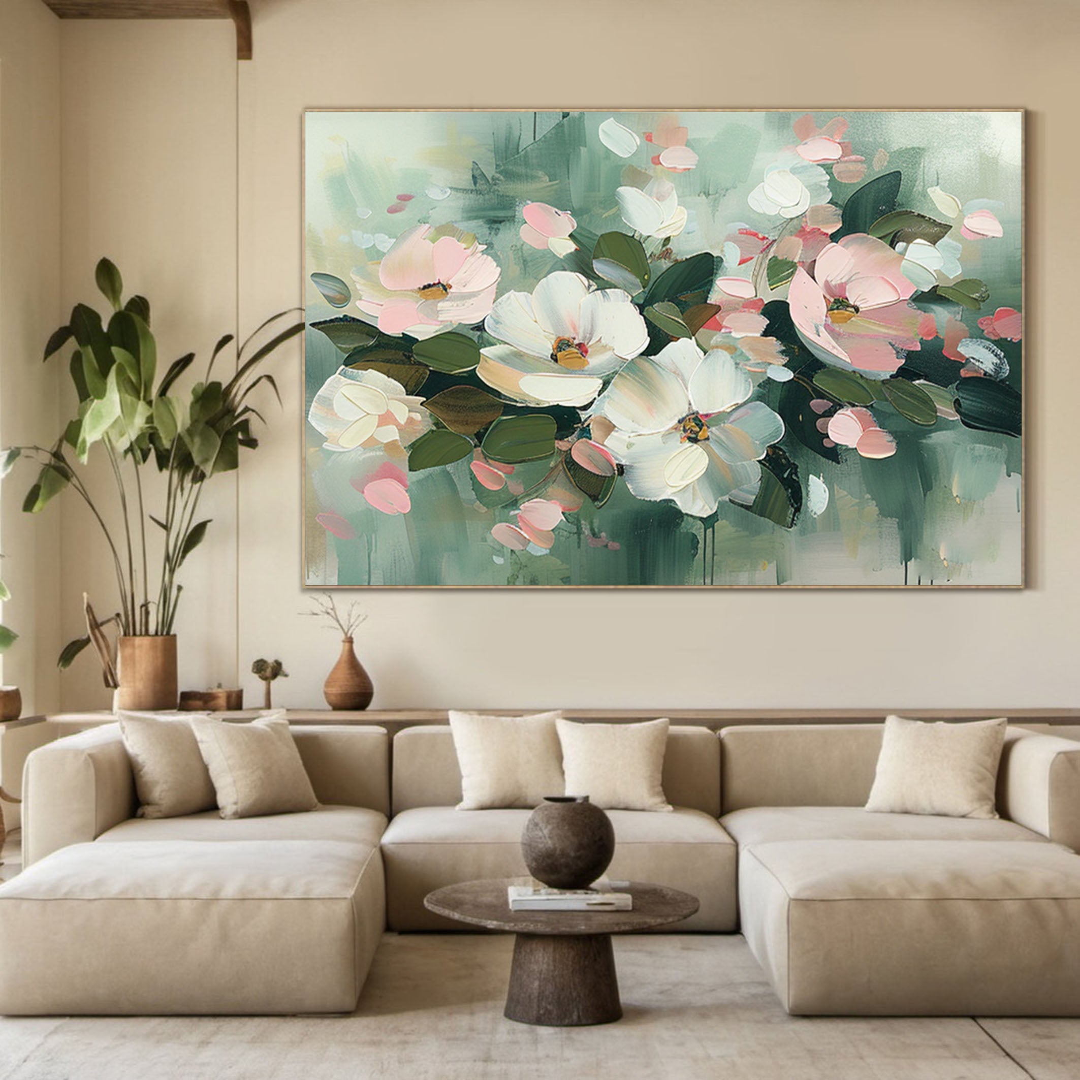 Botanical Beauty Canvas Print Colorful Abstract Floral Art #FT 008