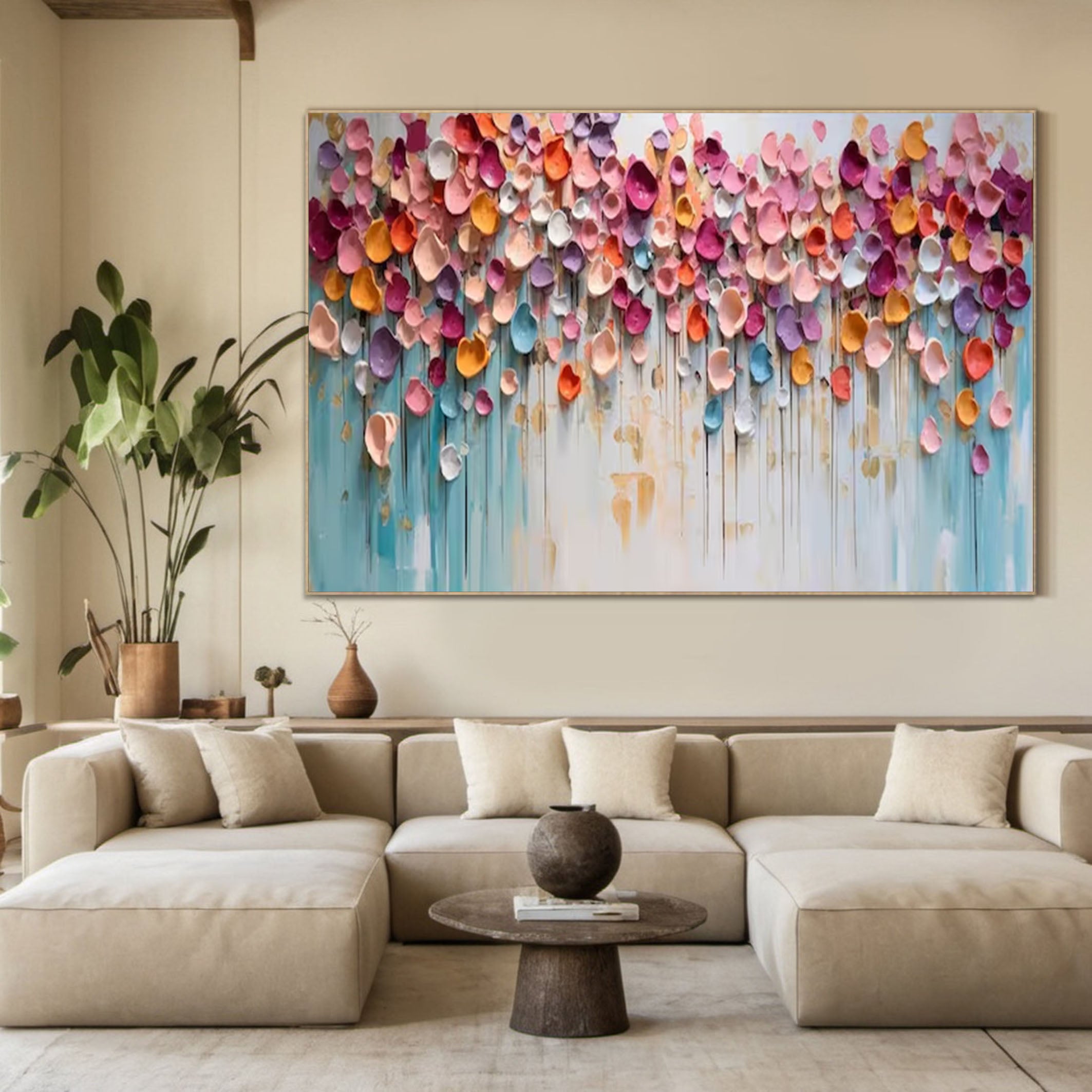 Vibrant Petal Abstract Wall Art Large Modern Floral Canvas #FT 056