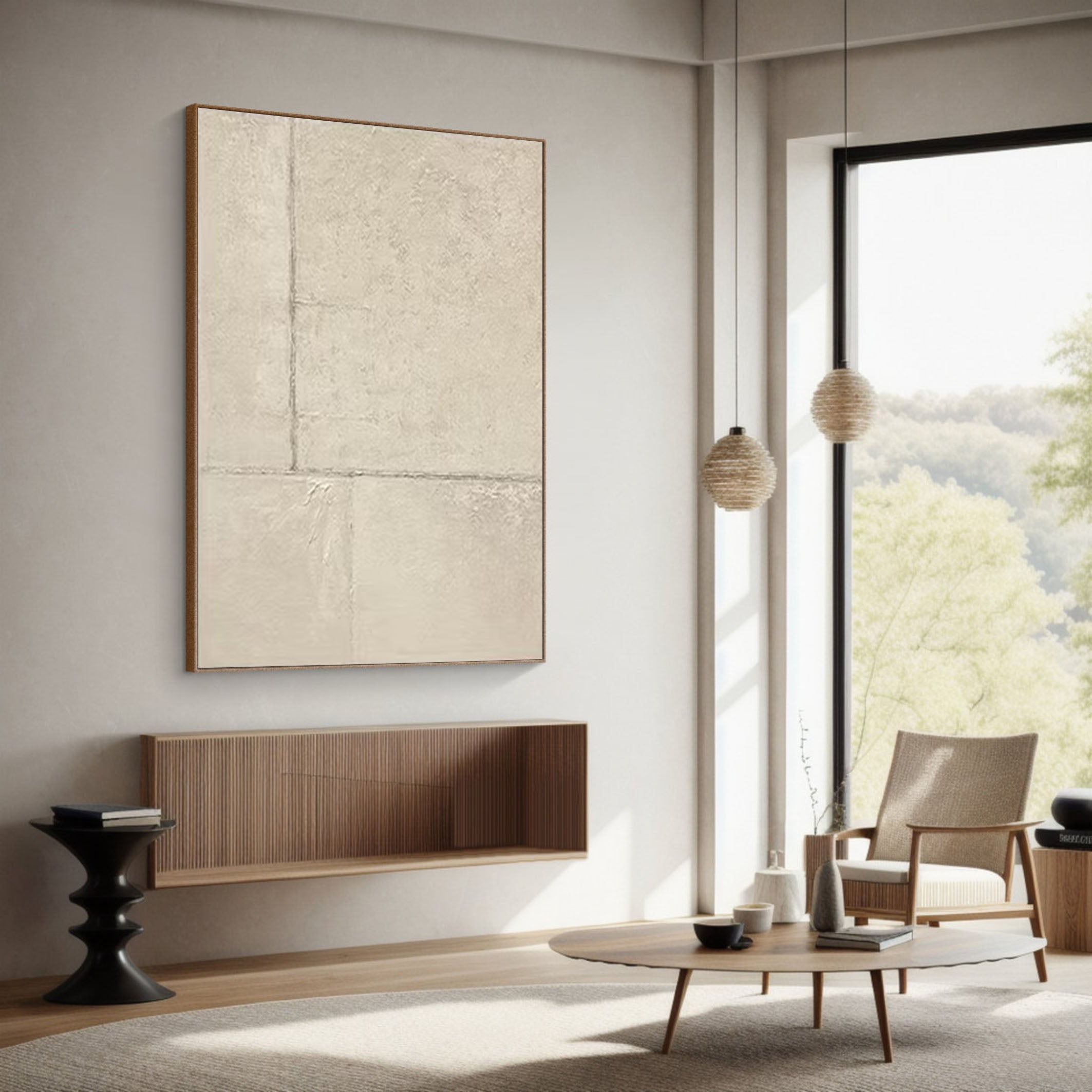 Handcrafted Neutral Abstract Painting Minimalist Decor #MMA 178