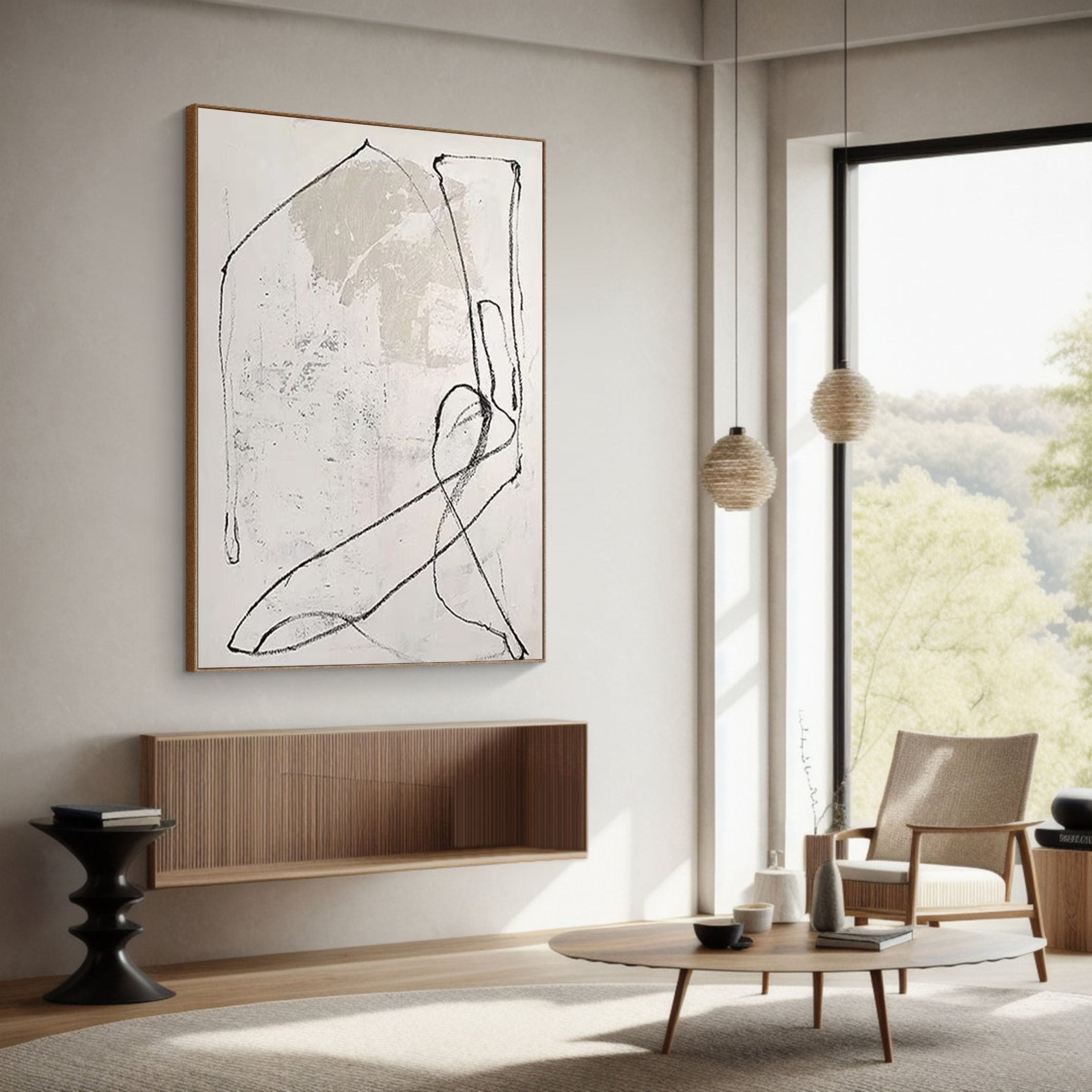 Soft Color Abstract Line Art for Contemporary Interiors #AP 066