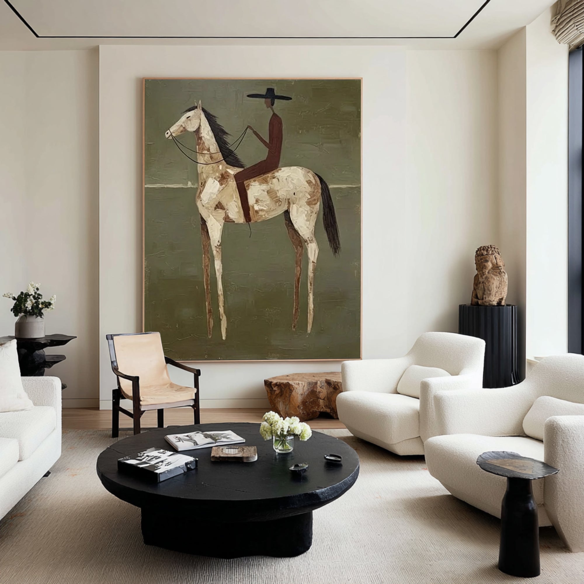 Oversized Contemporary Horse Painting Modern Equestrian Canvas Art