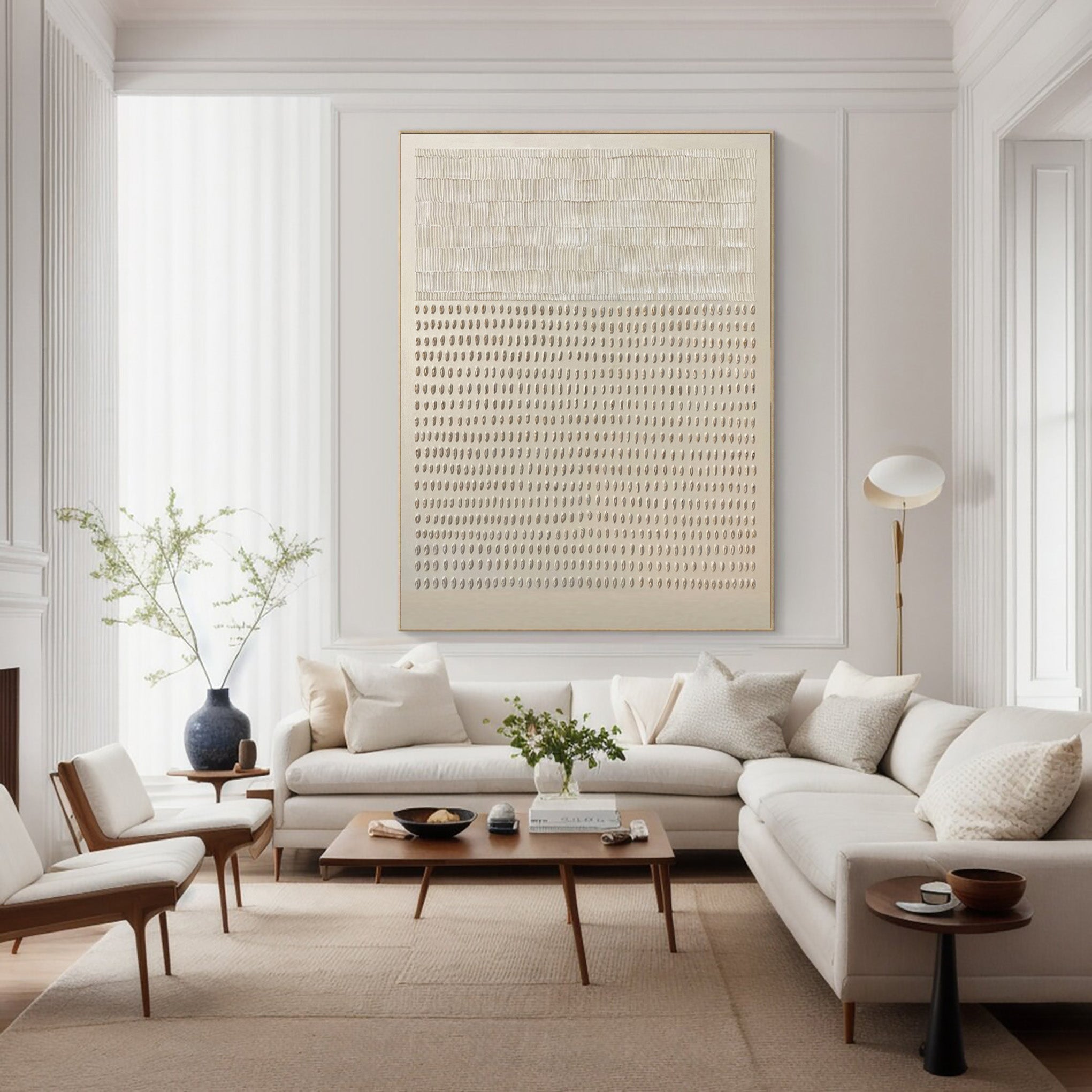 Contemporary White Neutral Wall Art Modern Decor #AG 047