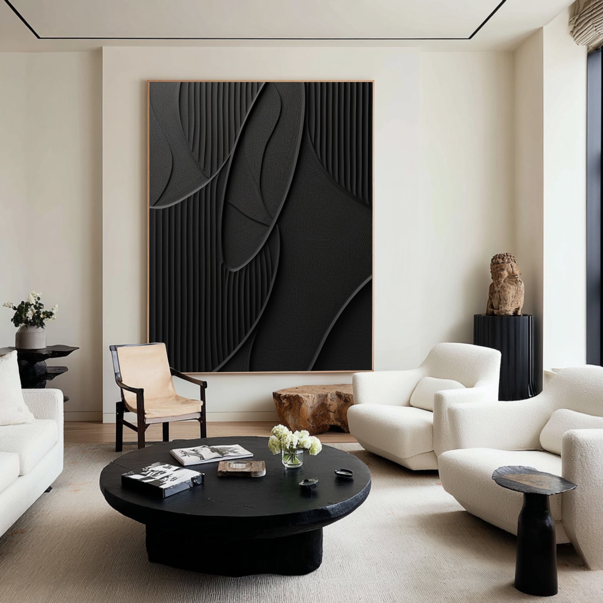 Matte Black Large Texture Art | KeiraArt #CZ 026