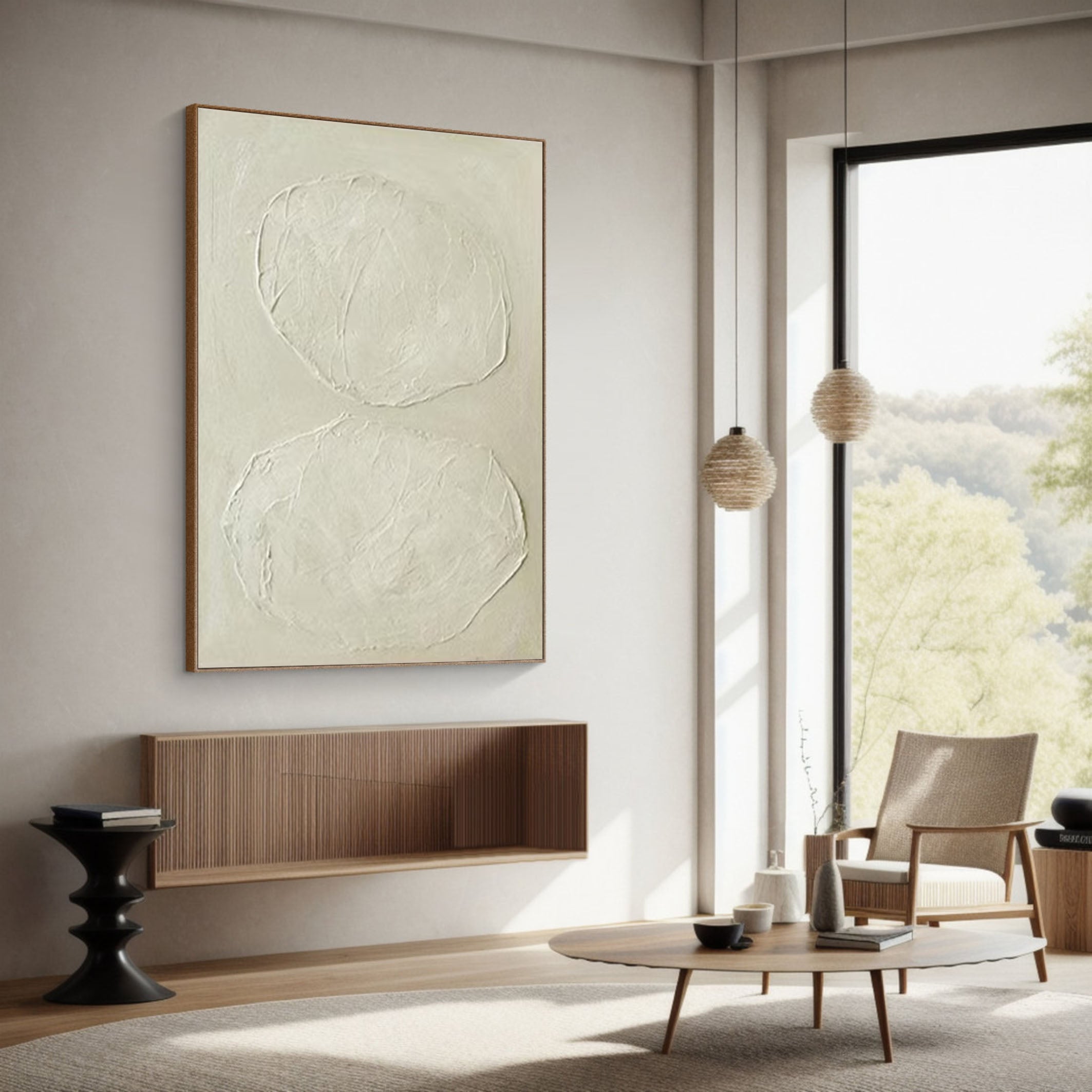 Handcrafted Neutral Abstract Painting Minimalist Decor #MMA 182