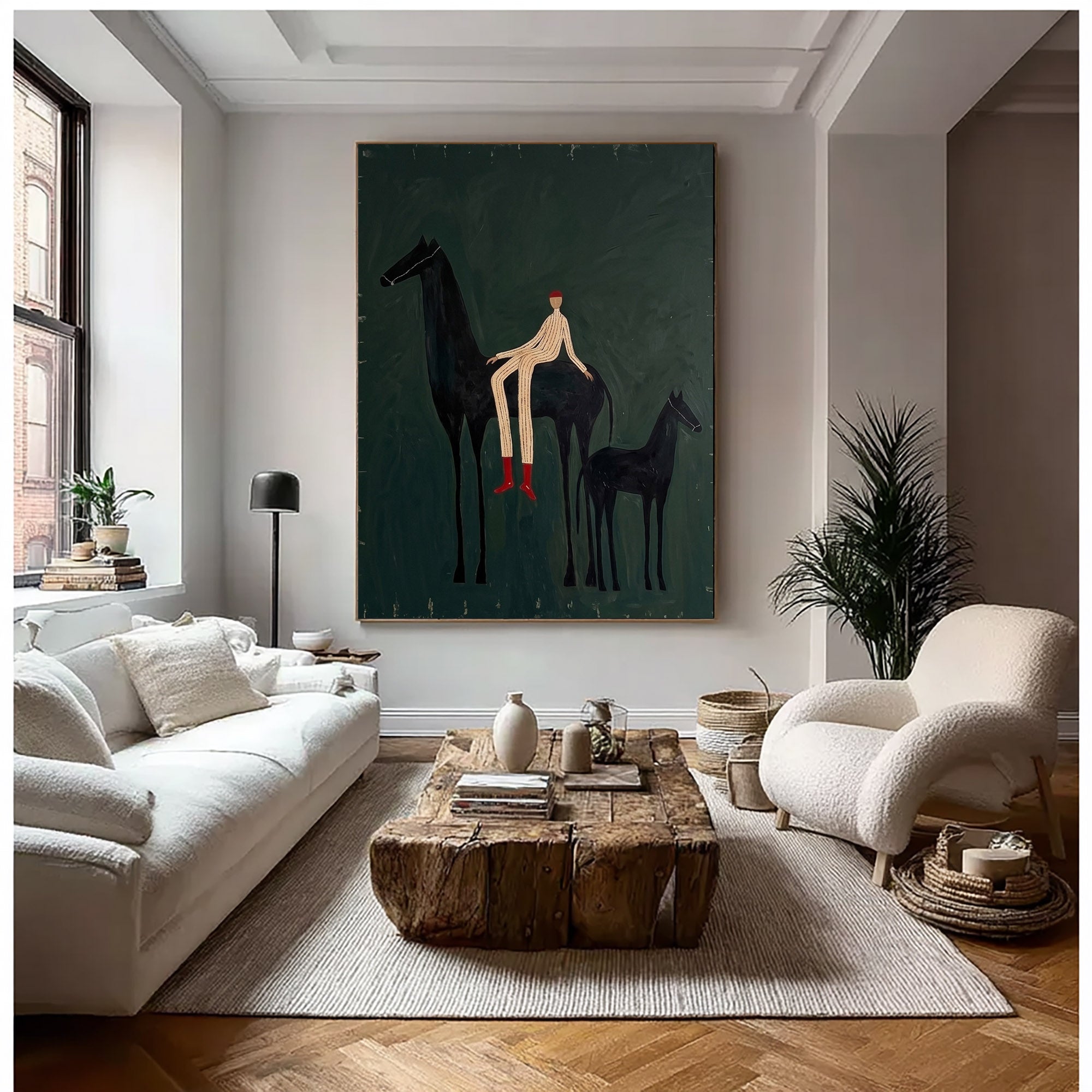 Large Cowboy Horse Wall Art Contemporary Western Ranch Painting