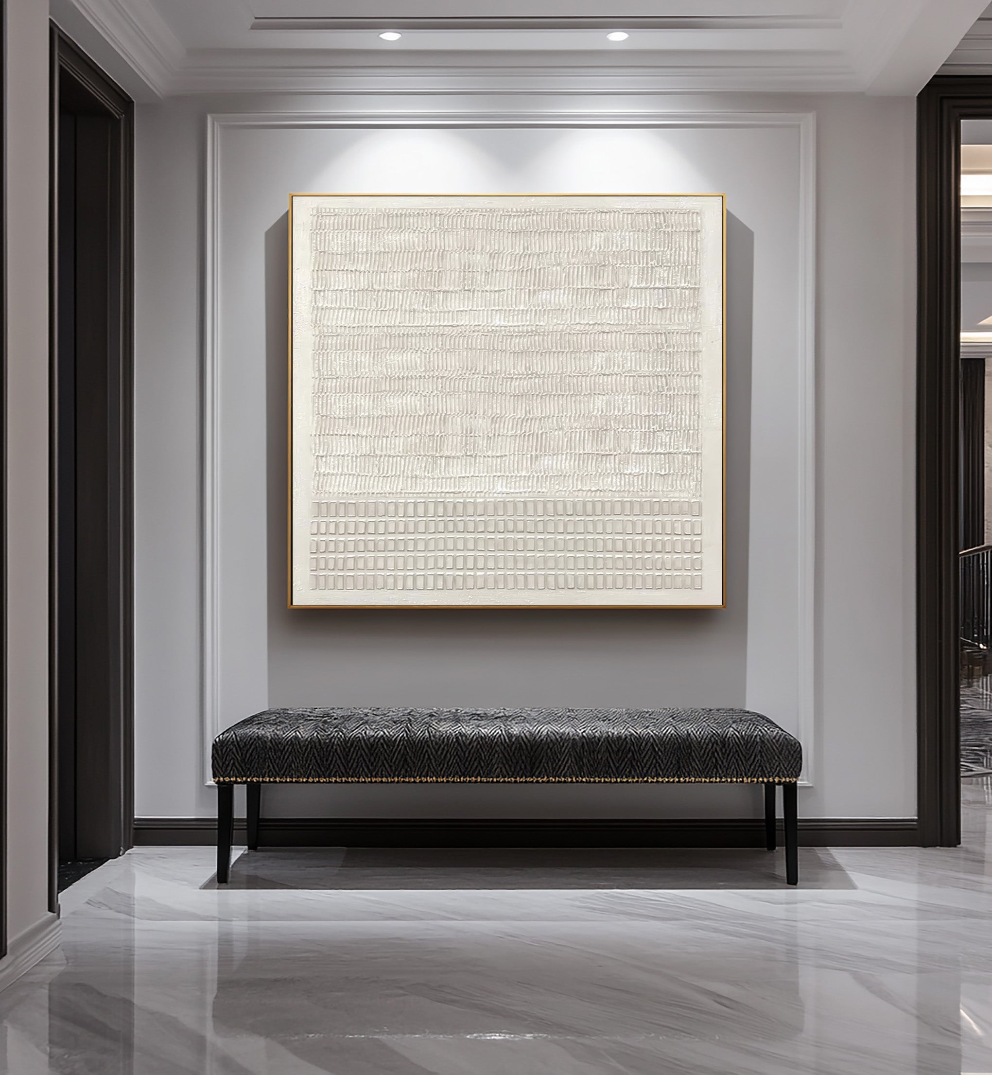 Sculptural White Abstract Wall Art Grid #AG 026