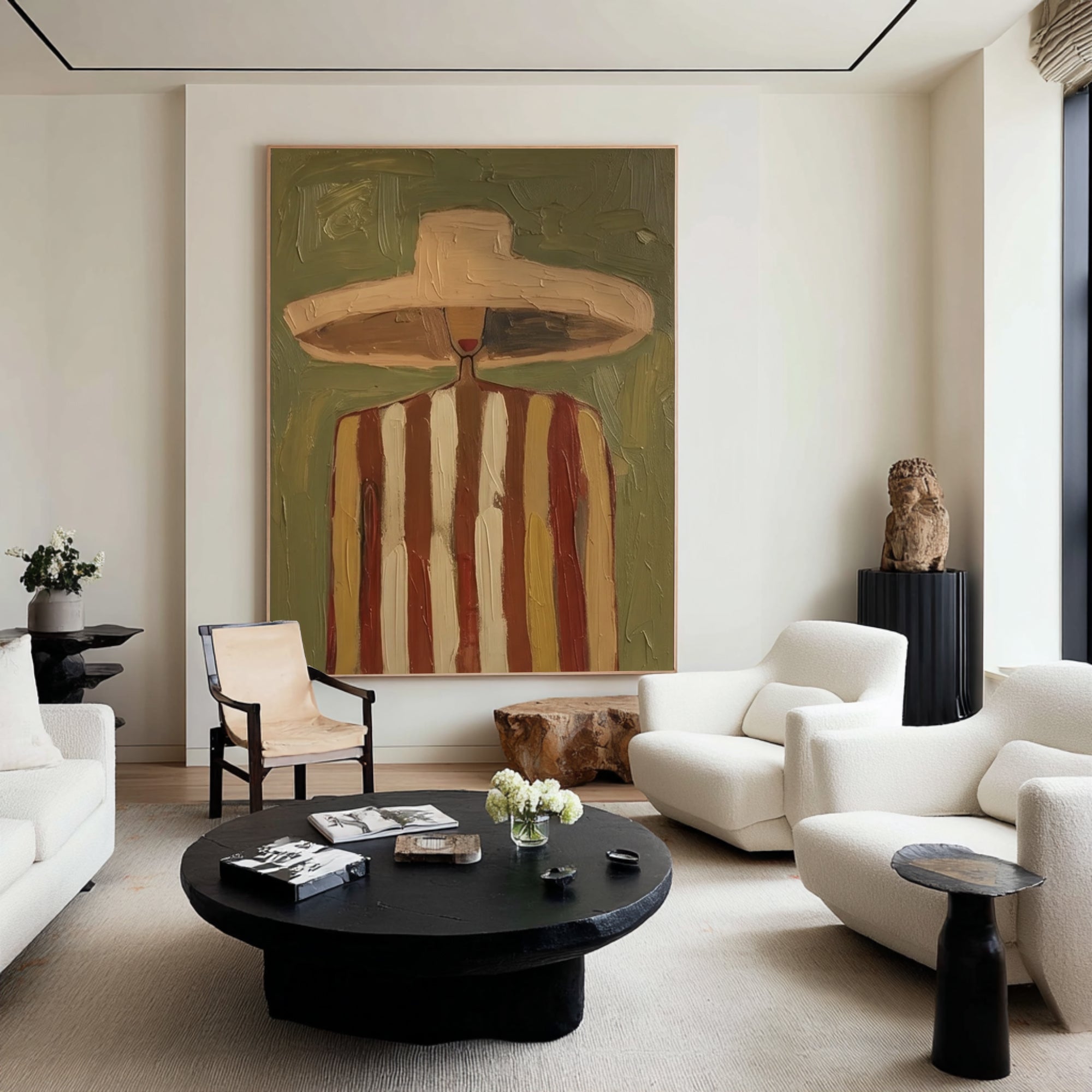 Oversized Contemporary Woman Portrait Canvas Art Modern Abstract Painting