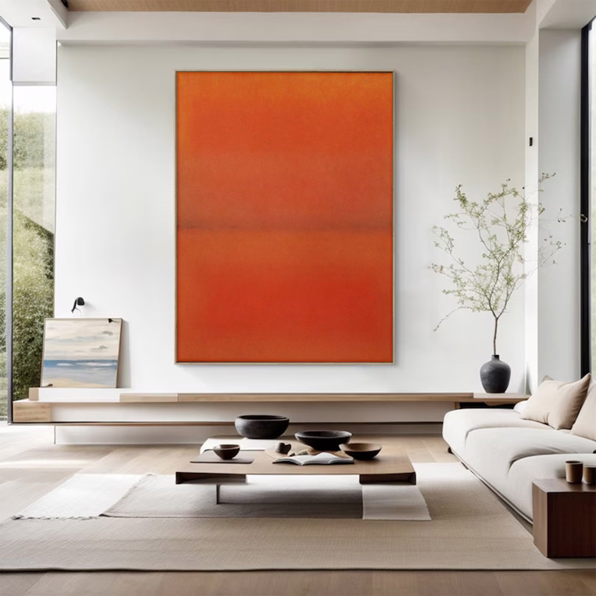 Large Orange Red Abstract Art | KeiraArt #AG 107
