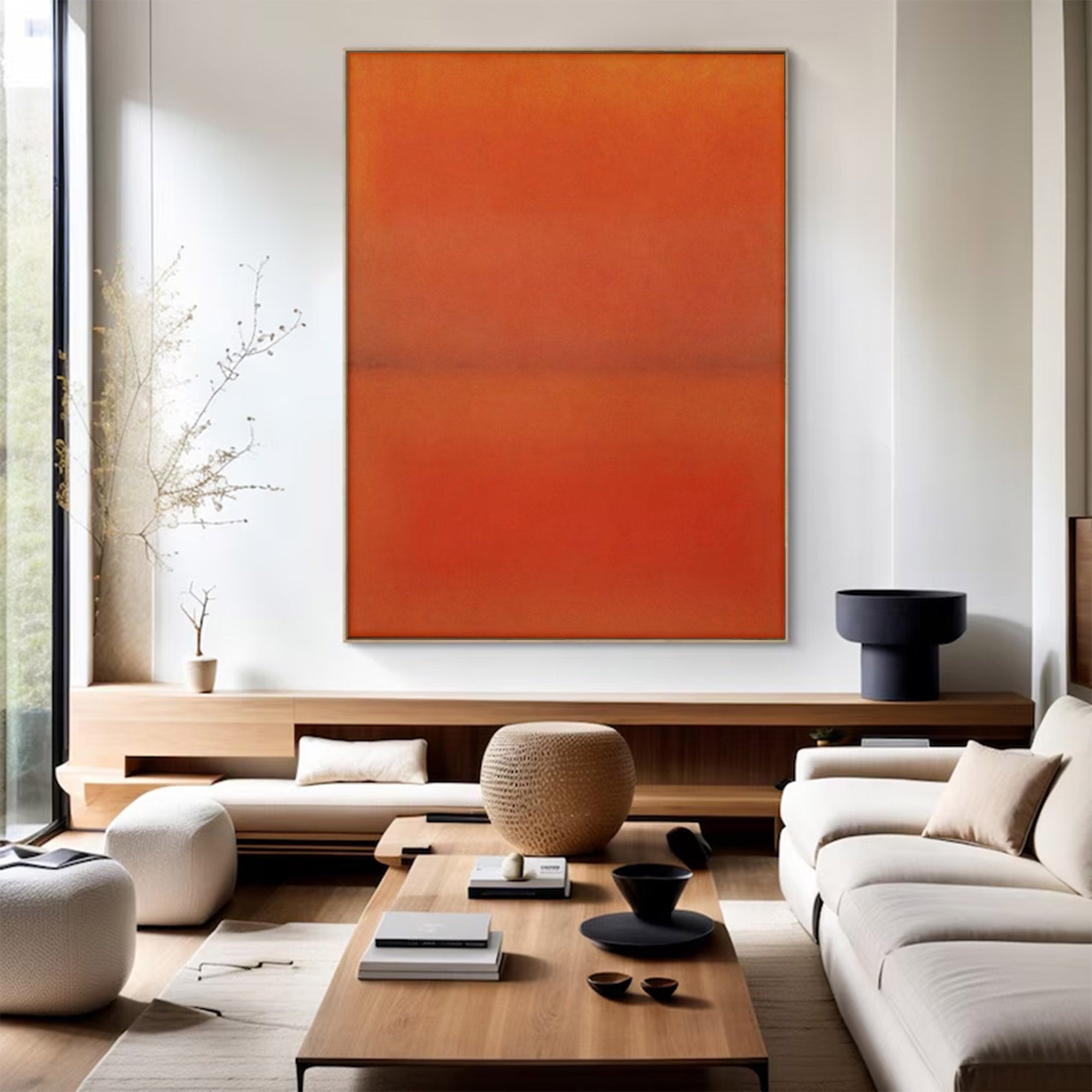 Large Orange Red Abstract Art | KeiraArt #AG 107