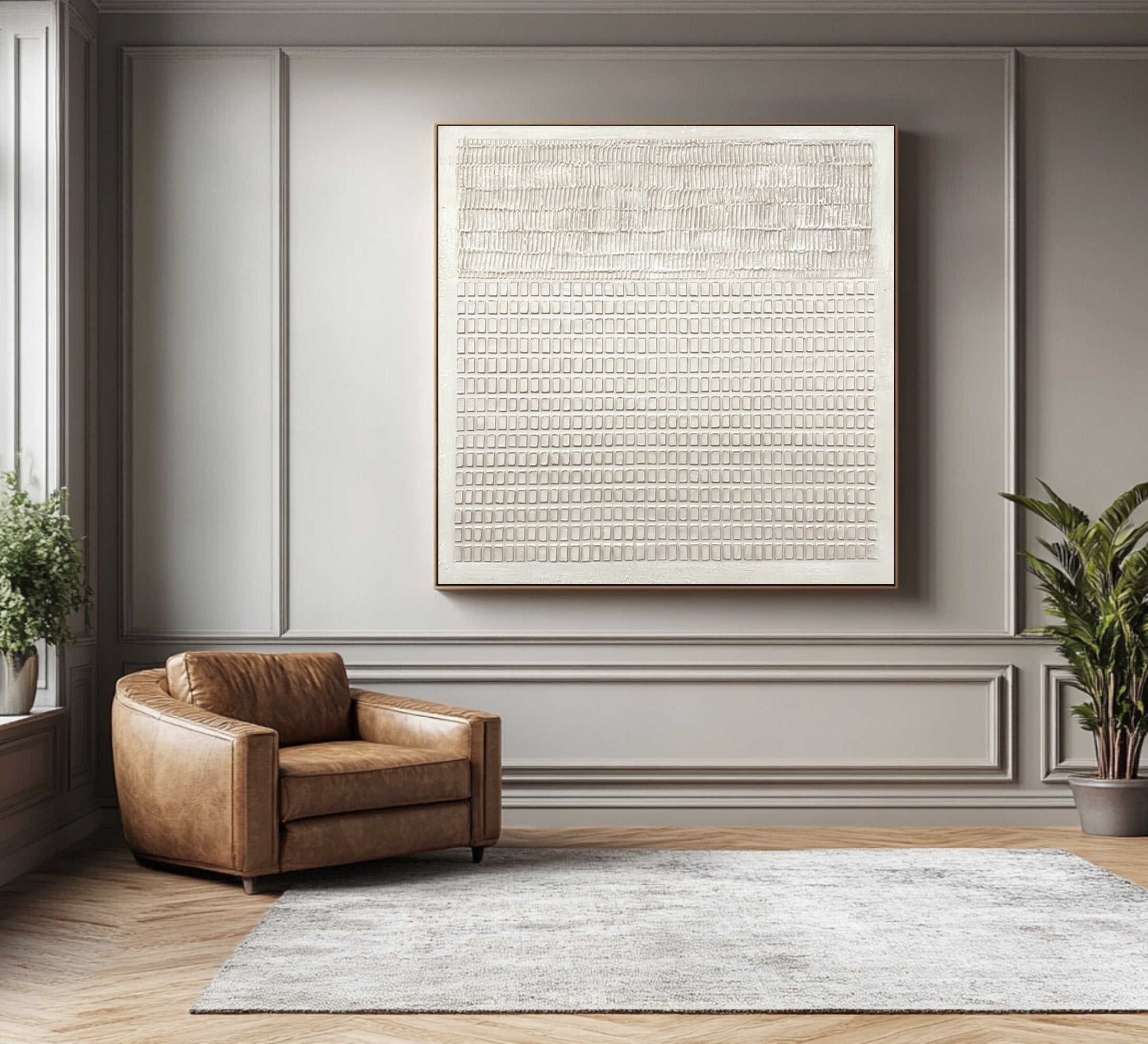 Textured White Minimalist Abstract Wall Art #AG 025