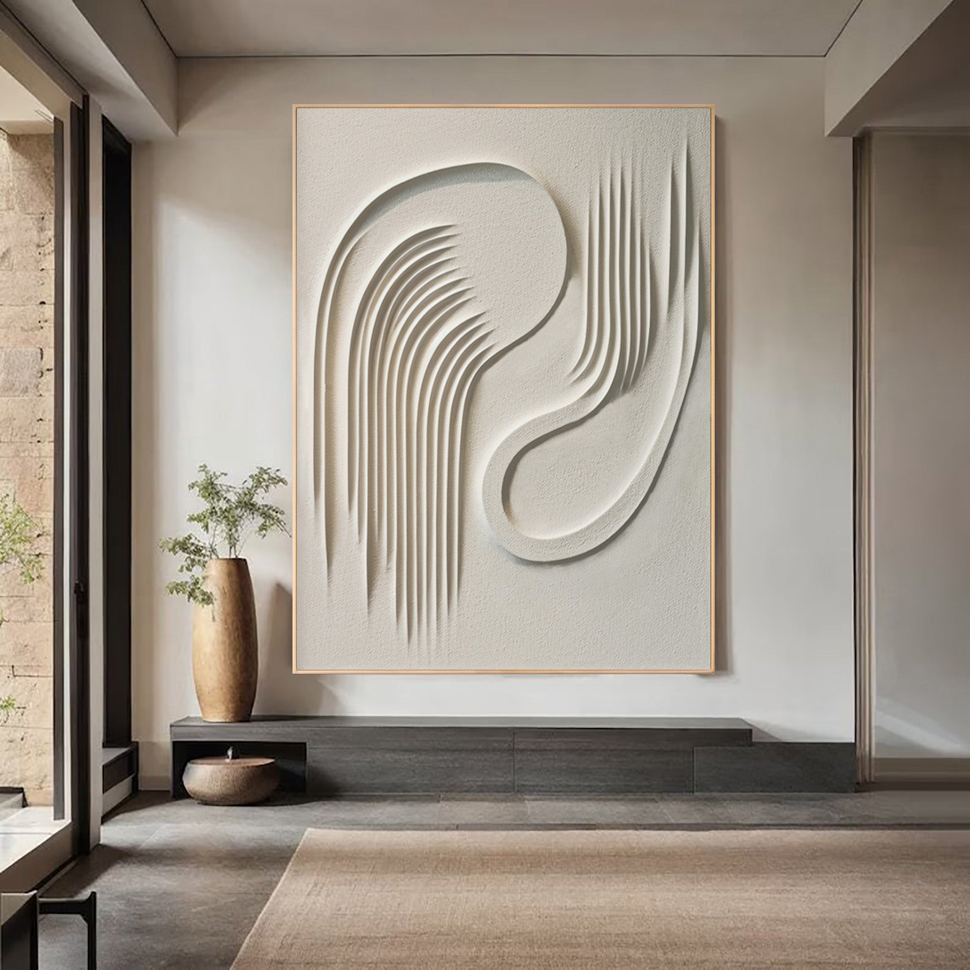 3D Textured Wall Art Abstract Flowing Lines Canvas #AG 095