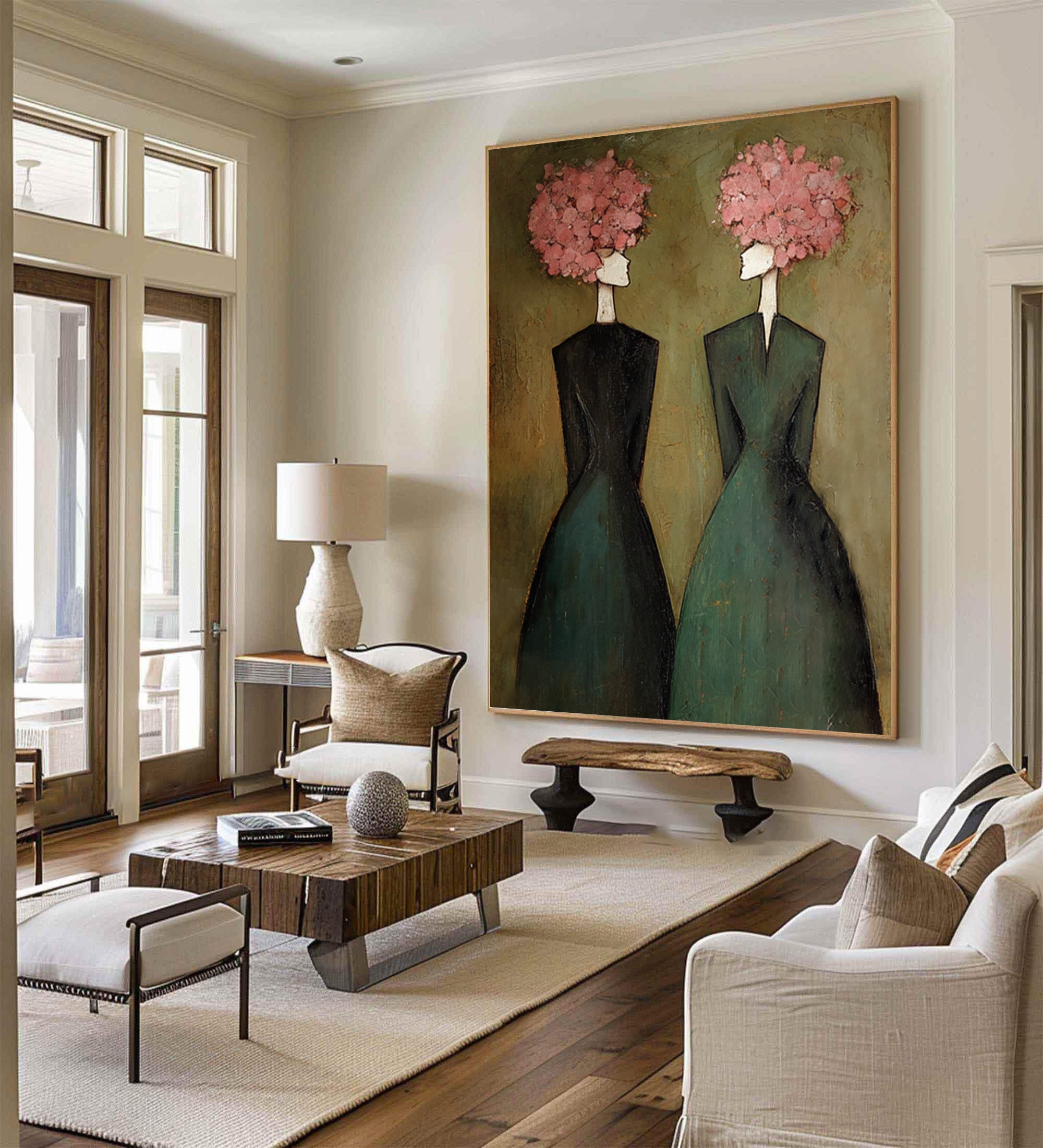 Abstract Women Oil Painting with Floral Hair #CZ 032