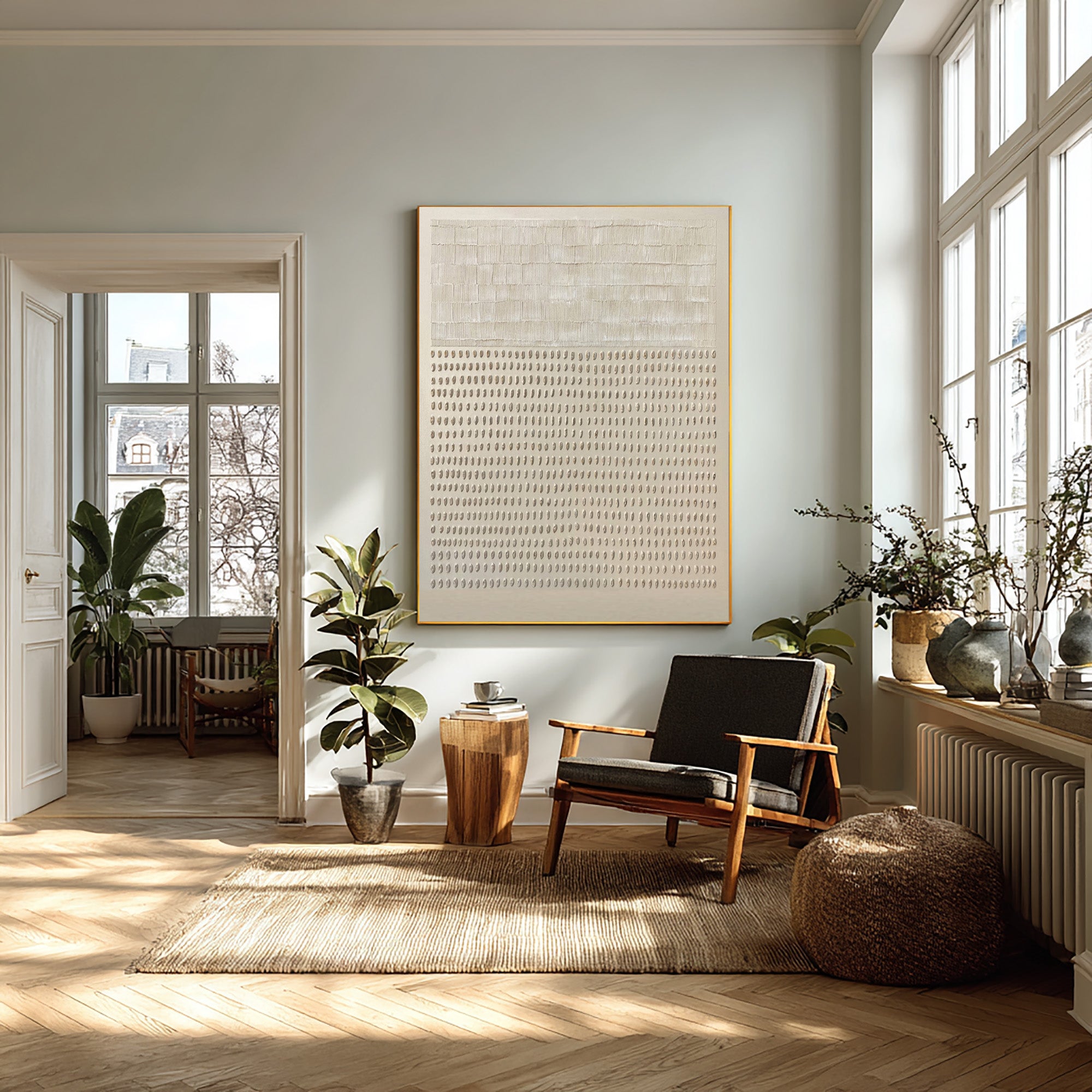 Contemporary White Neutral Wall Art Modern Decor #AG 047