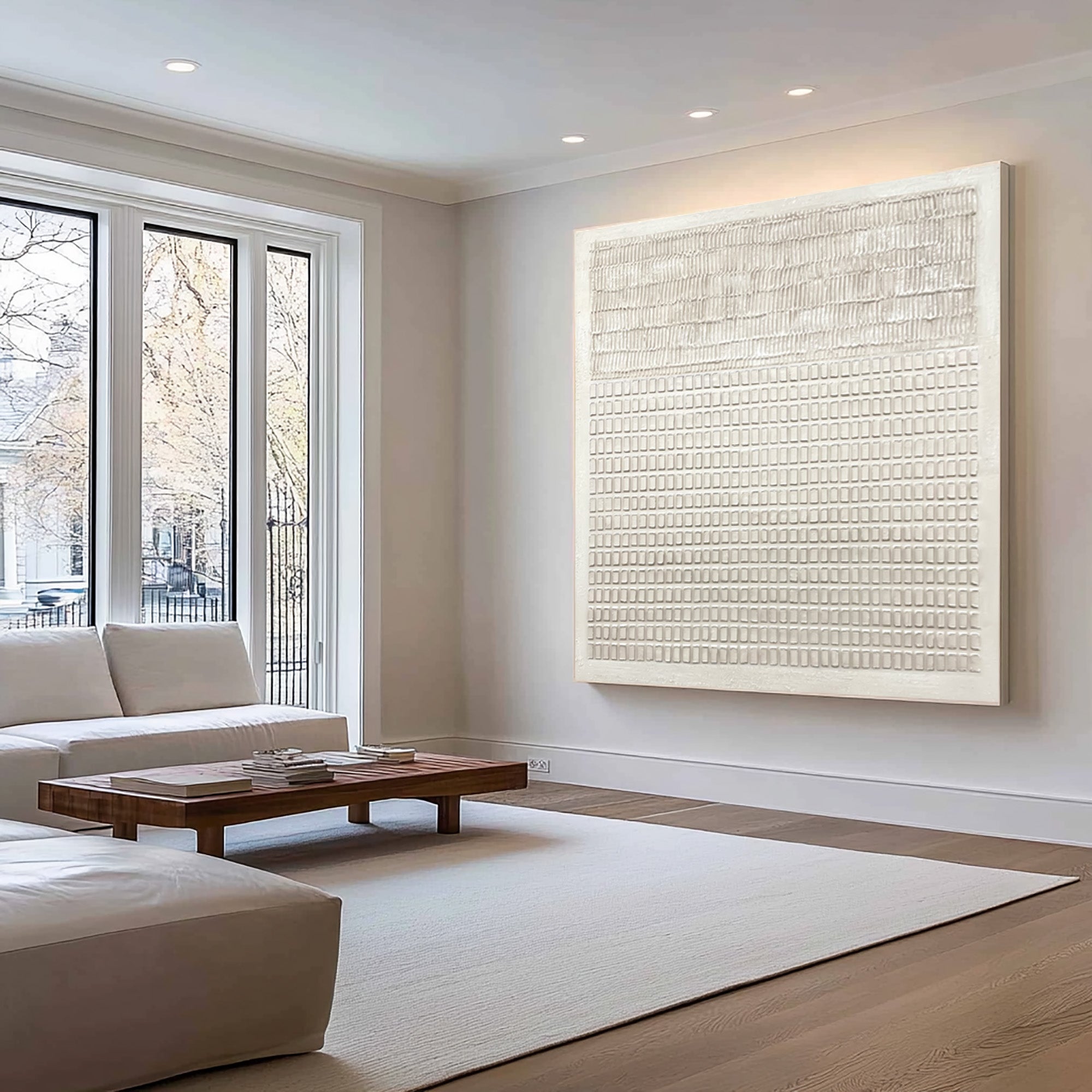 Textured White Minimalist Abstract Wall Art #AG 025