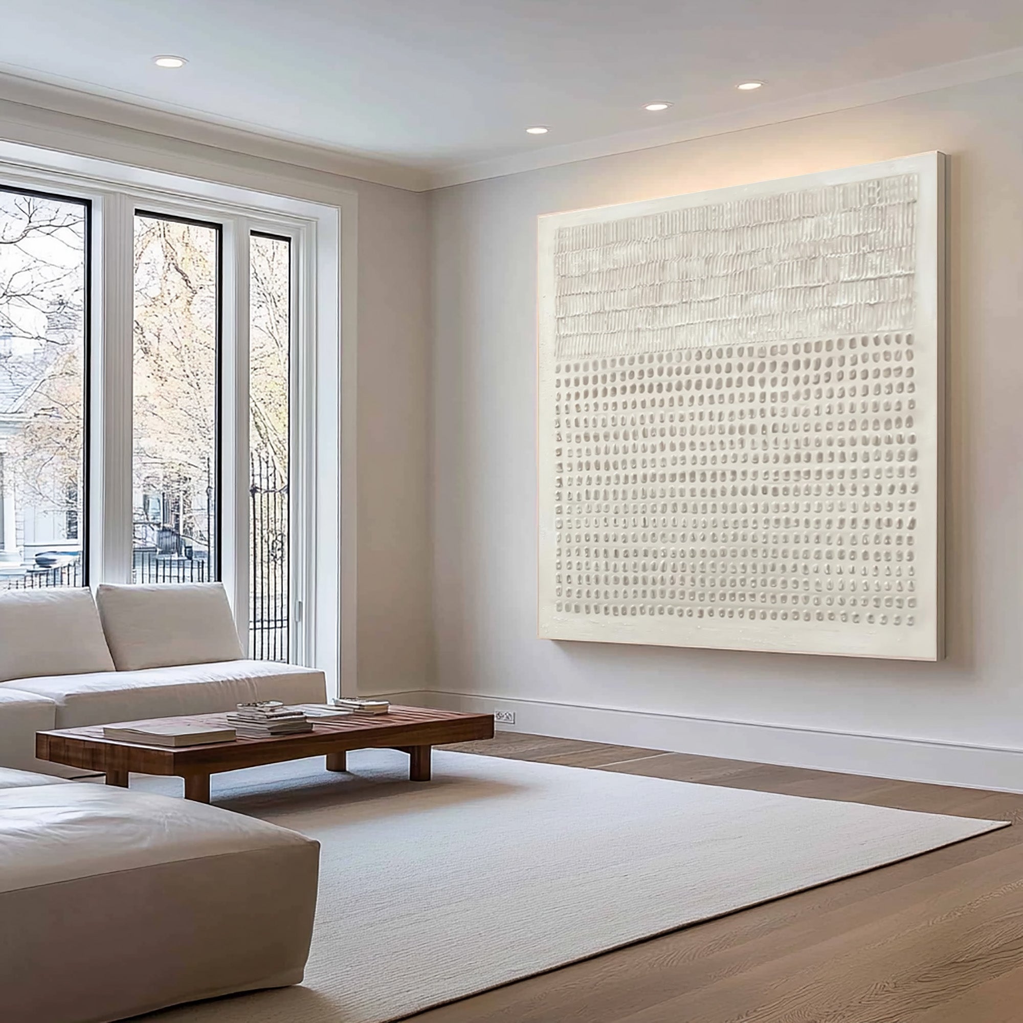 Abstract White Textured Wall Art - Modern Minimalist Decor #AG 028