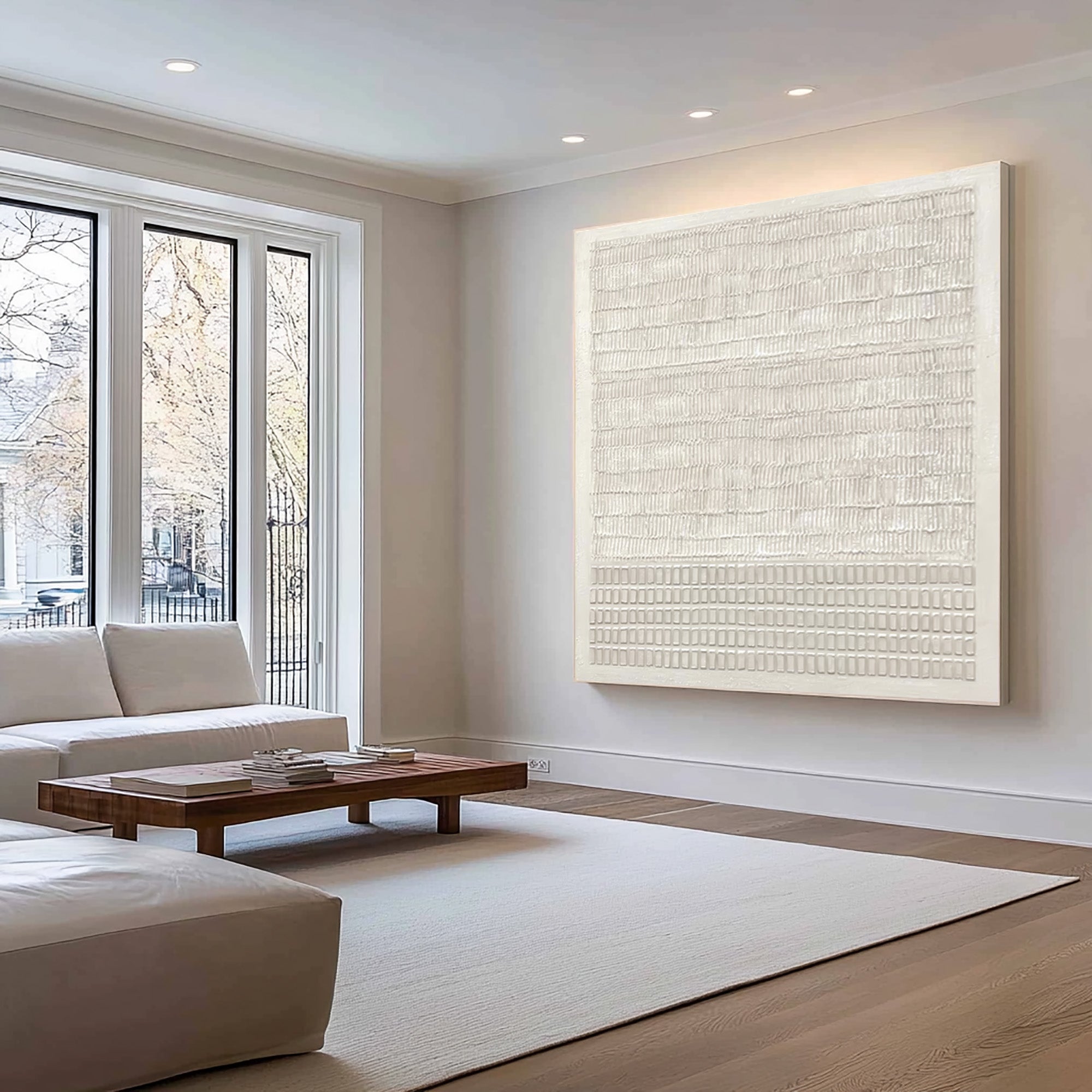 Sculptural White Abstract Wall Art Grid #AG 026