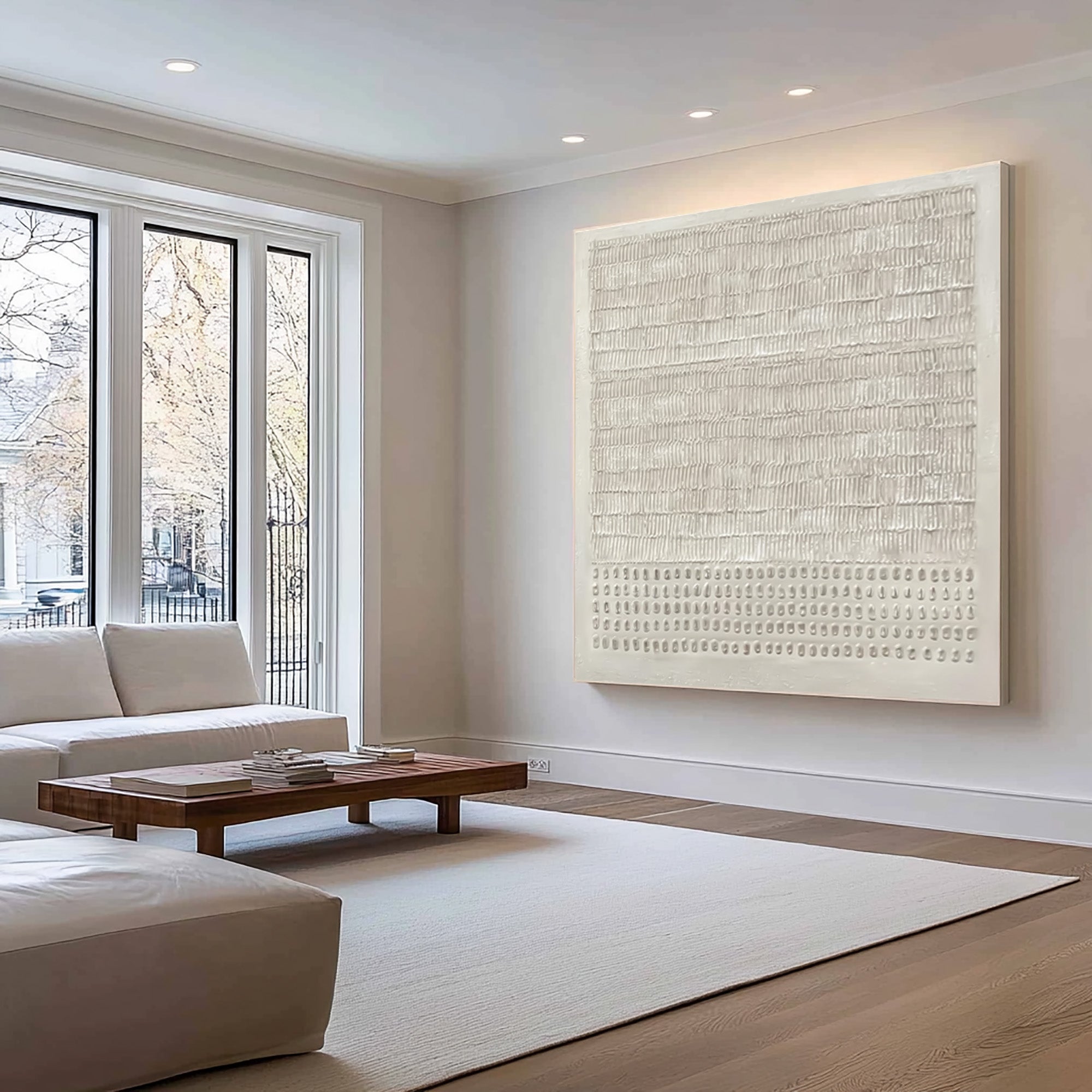 Abstract White Textured Wall Art - Modern Minimalist Decor #AG 027