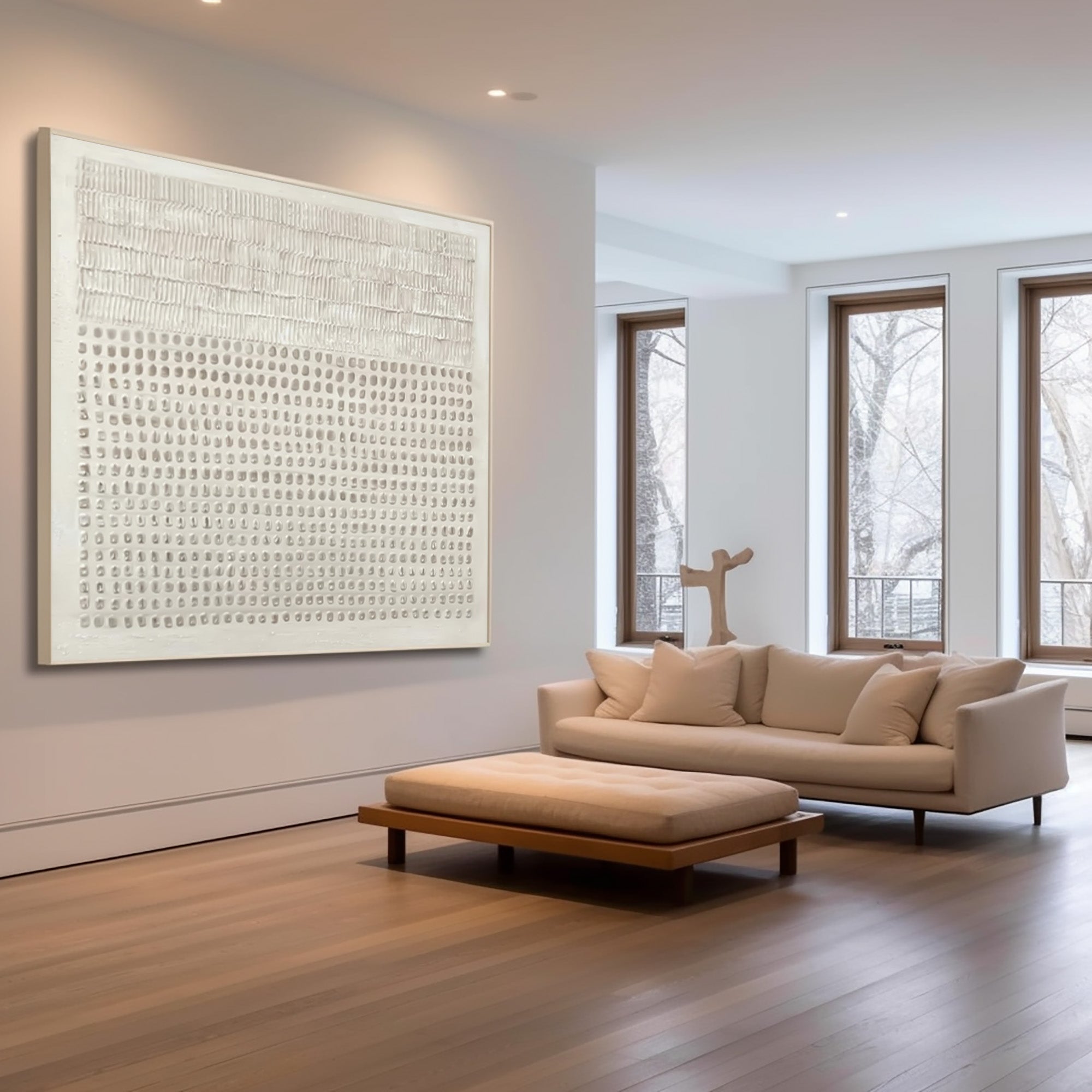 Abstract White Textured Wall Art - Modern Minimalist Decor #AG 028