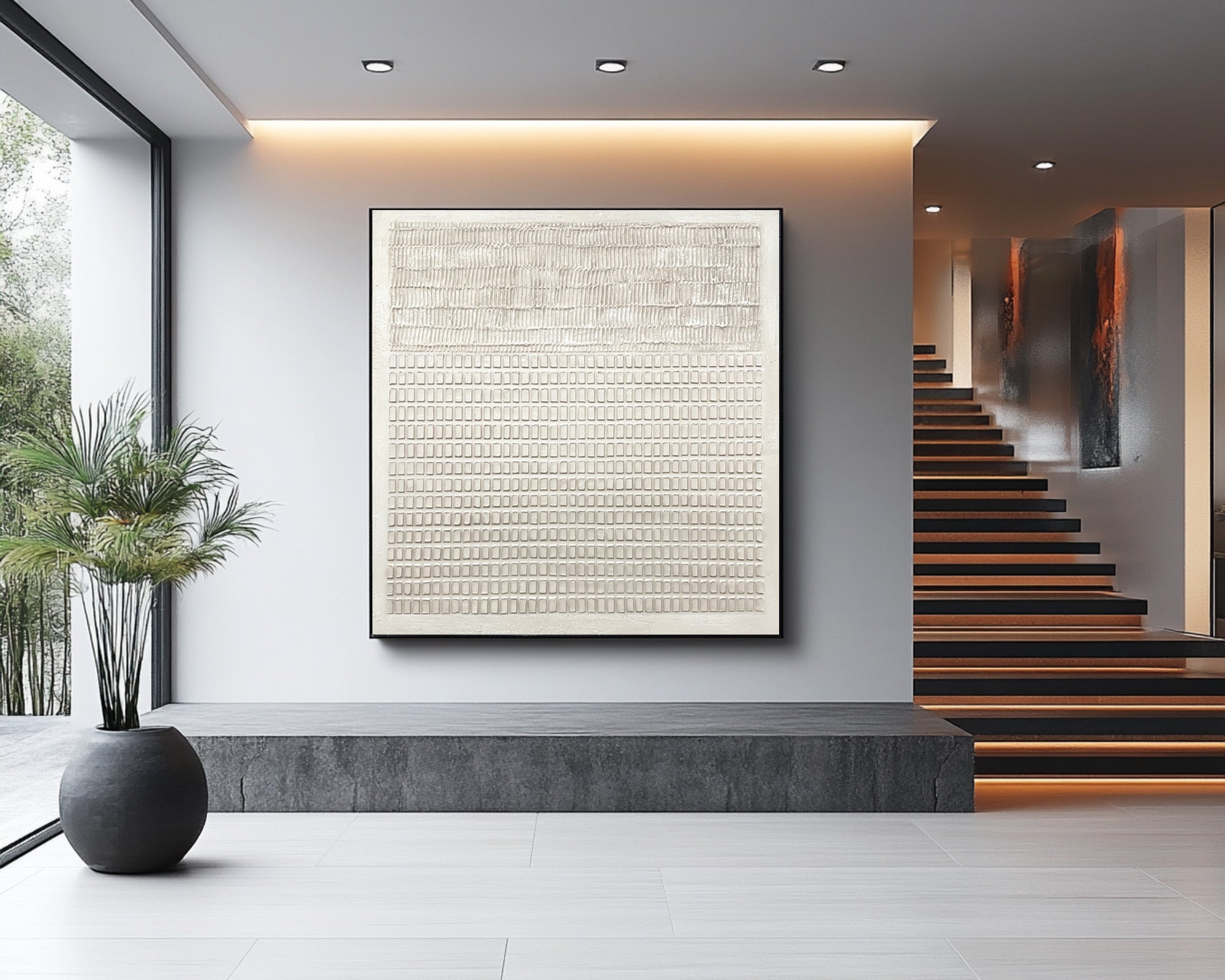 Textured White Minimalist Abstract Wall Art #AG 025