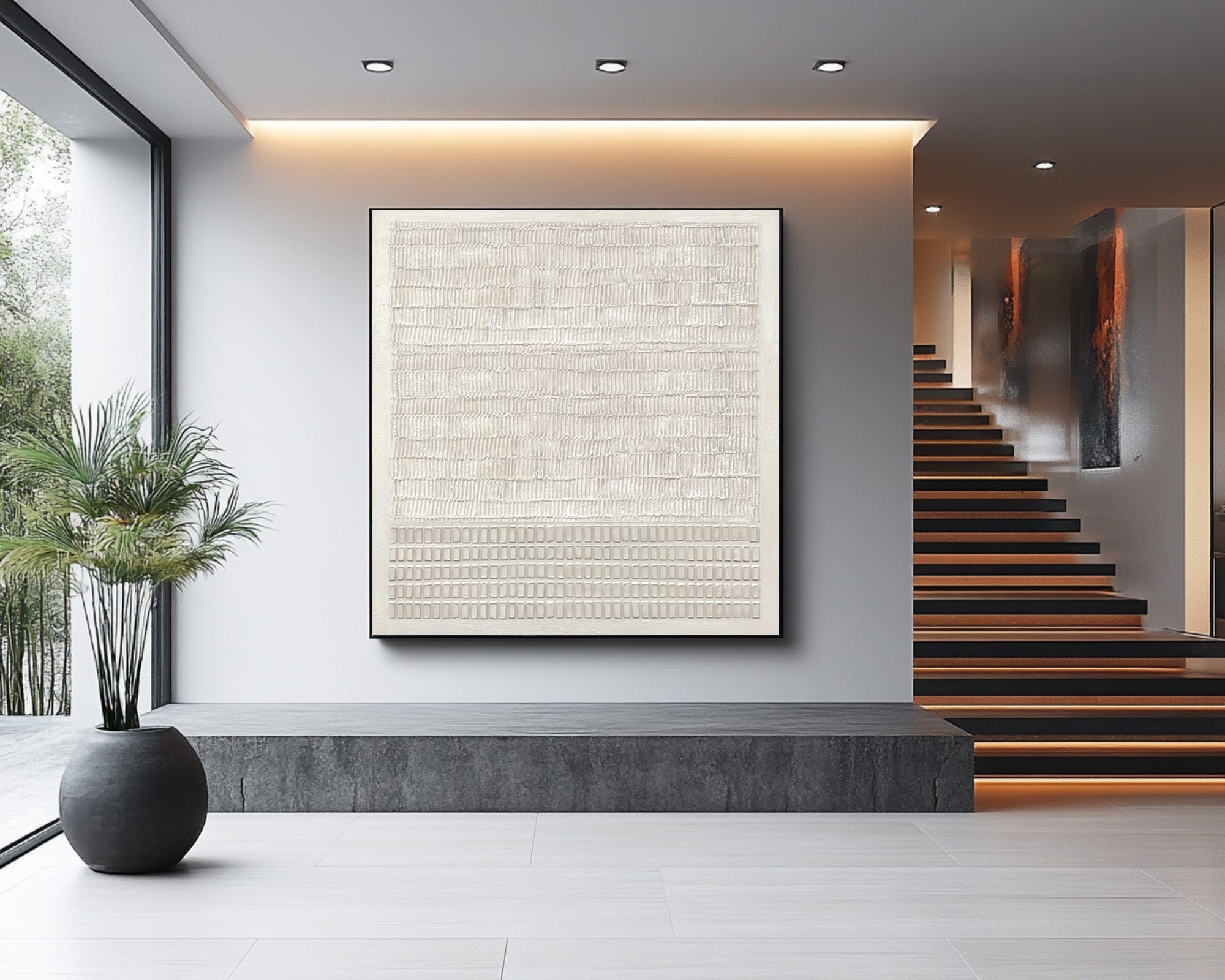 Sculptural White Abstract Wall Art Grid #AG 026