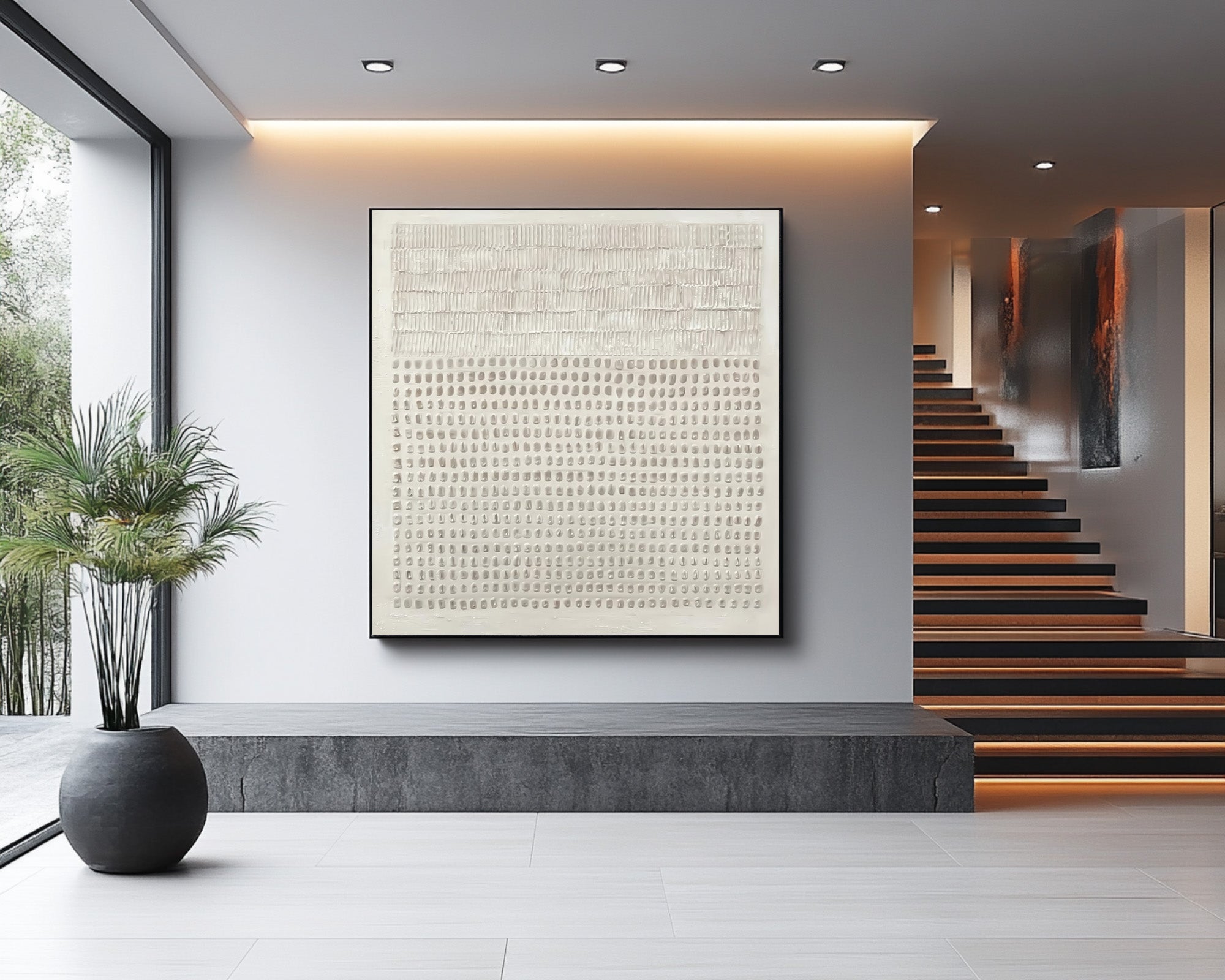 Abstract White Textured Wall Art - Modern Minimalist Decor #AG 028