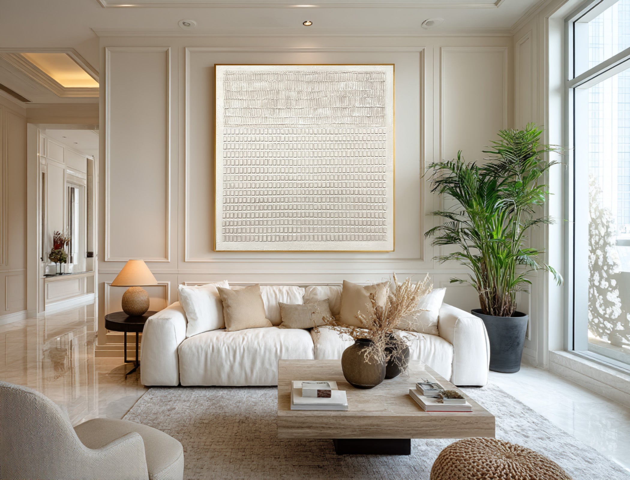 Textured White Minimalist Abstract Wall Art #AG 025