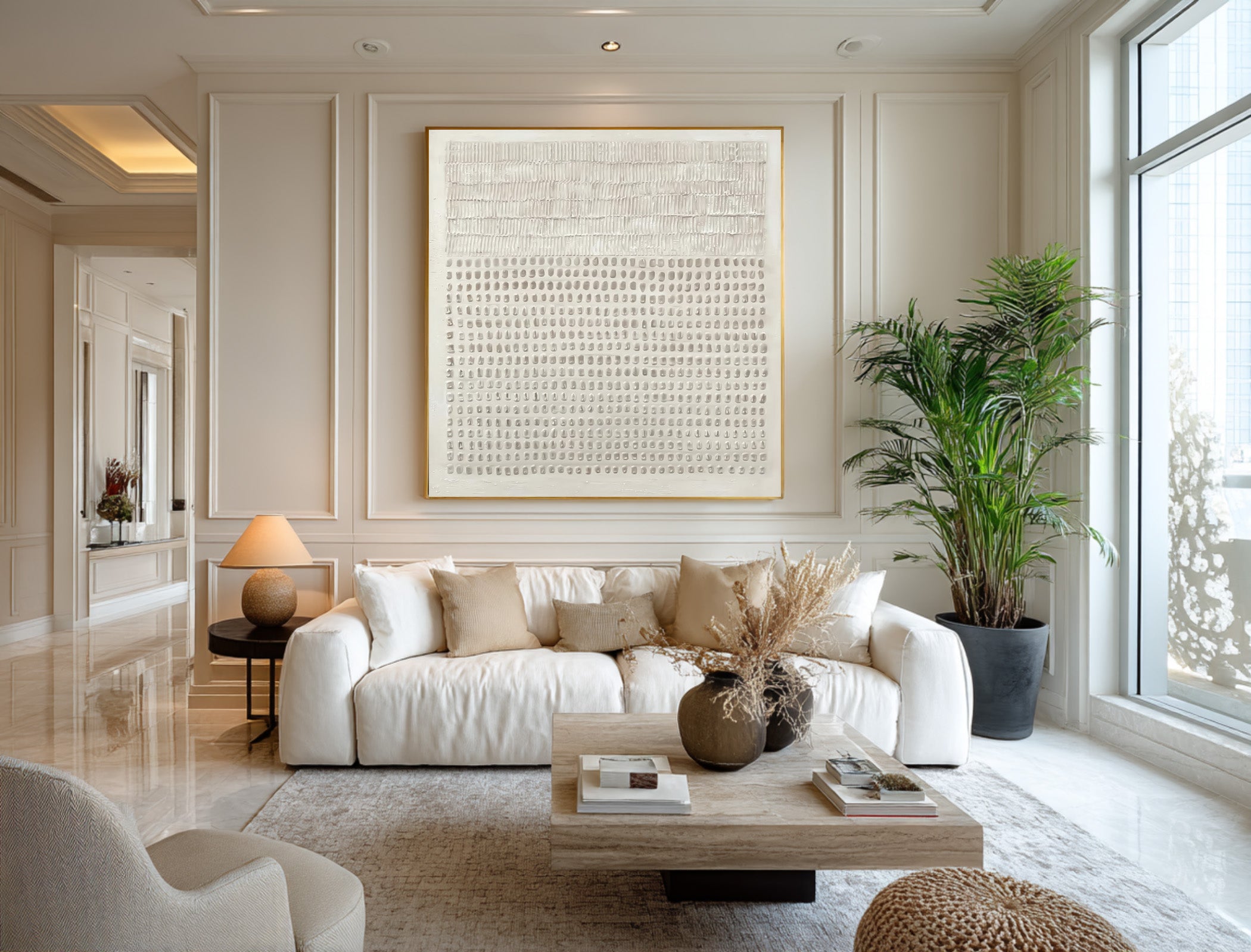 Abstract White Textured Wall Art - Modern Minimalist Decor #AG 028