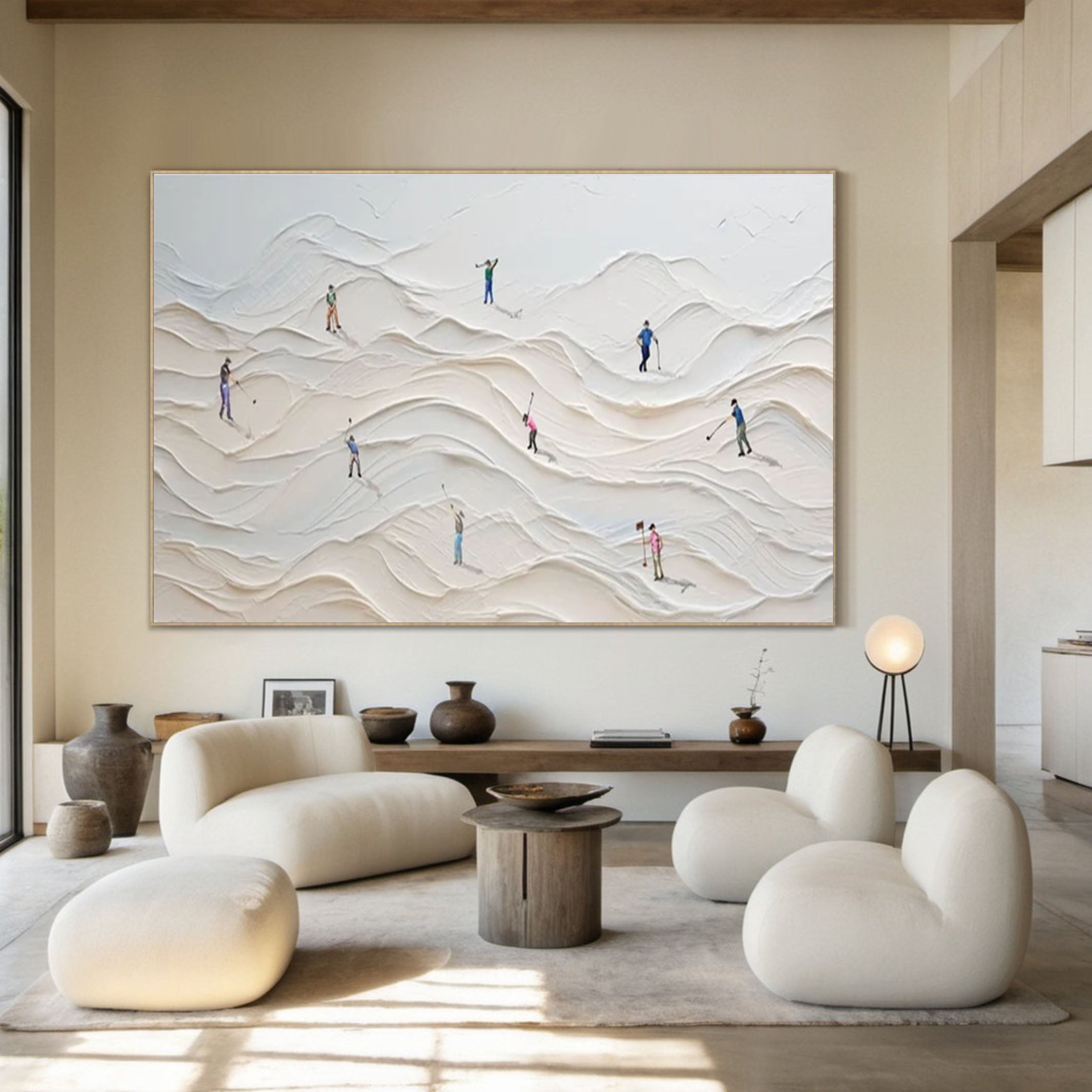 Dune Dance Modern Textured White Wall Art #ASP 009