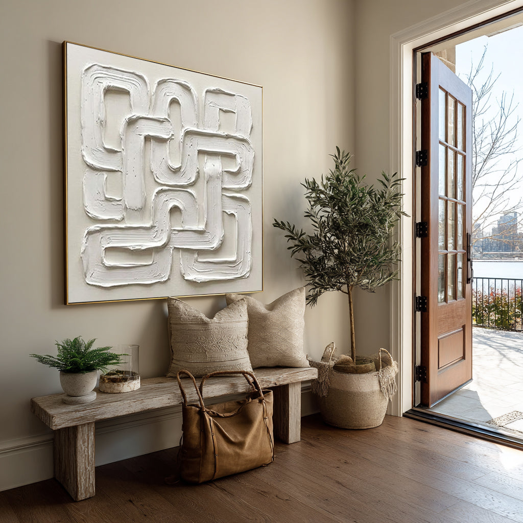 Large Architectural Flow Wall Art Neutral Sculptural Painting