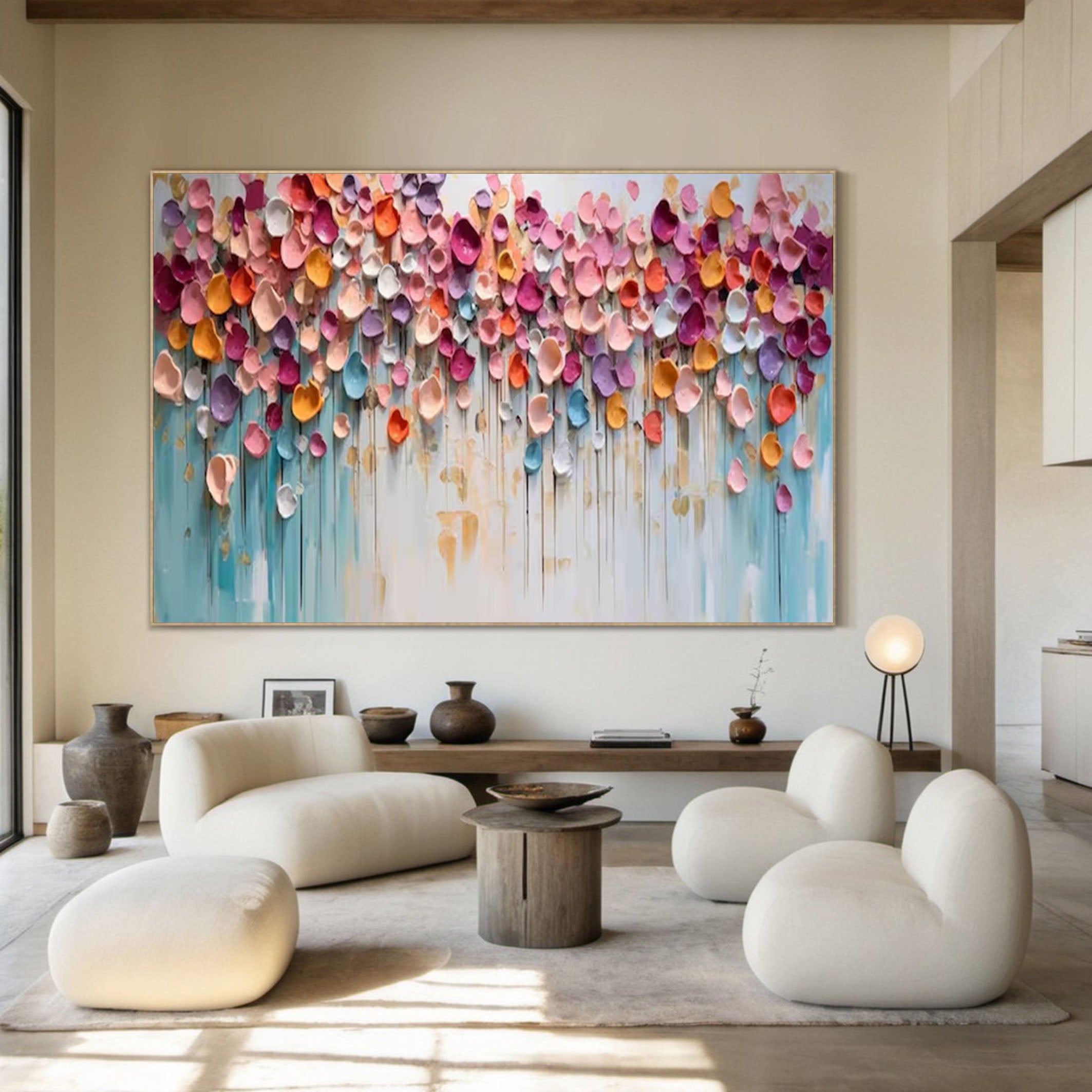 Vibrant Petal Abstract Wall Art Large Modern Floral Canvas #FT 056
