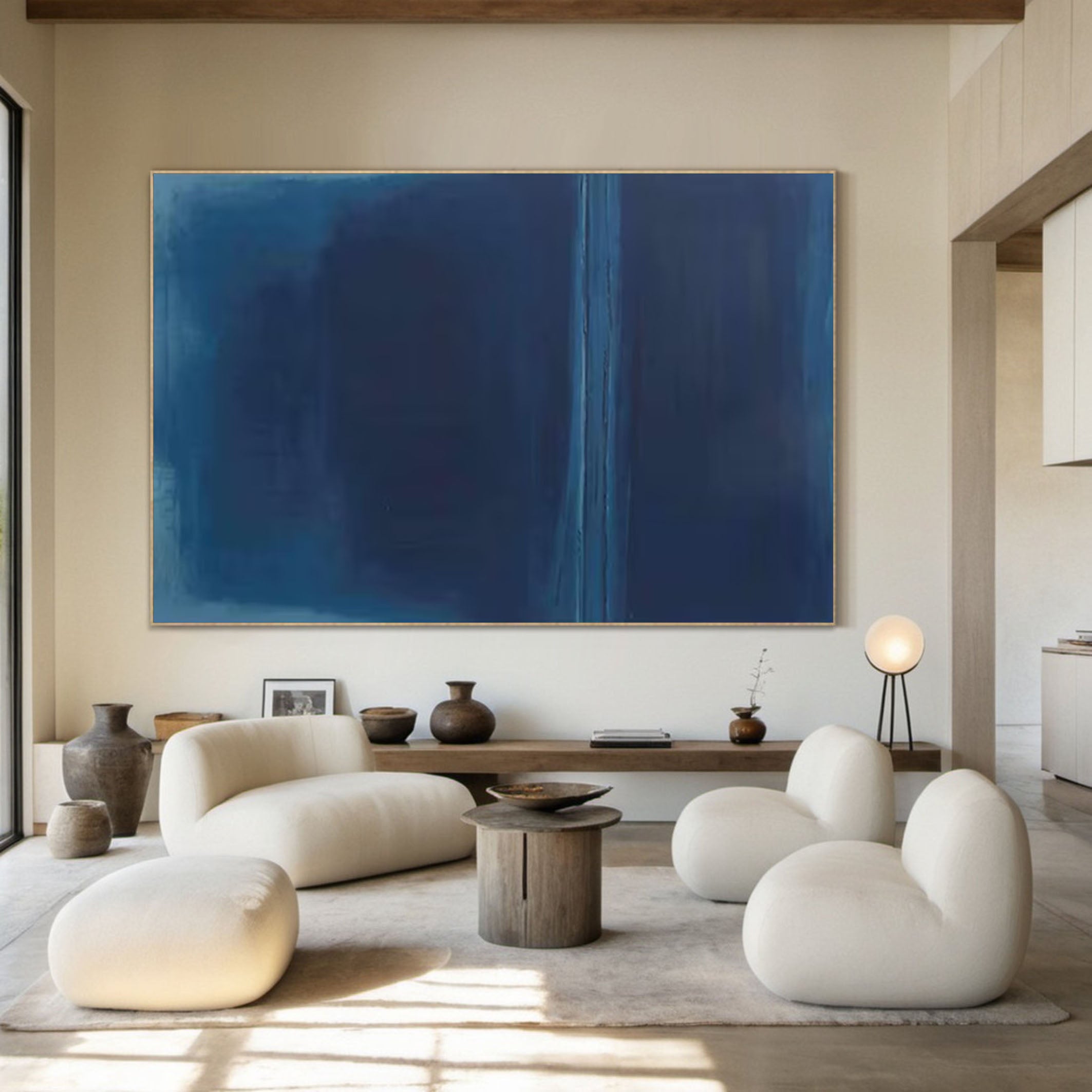 Mystic Depths Large Blue Abstract Canvas Art For Home Decor #AP 061