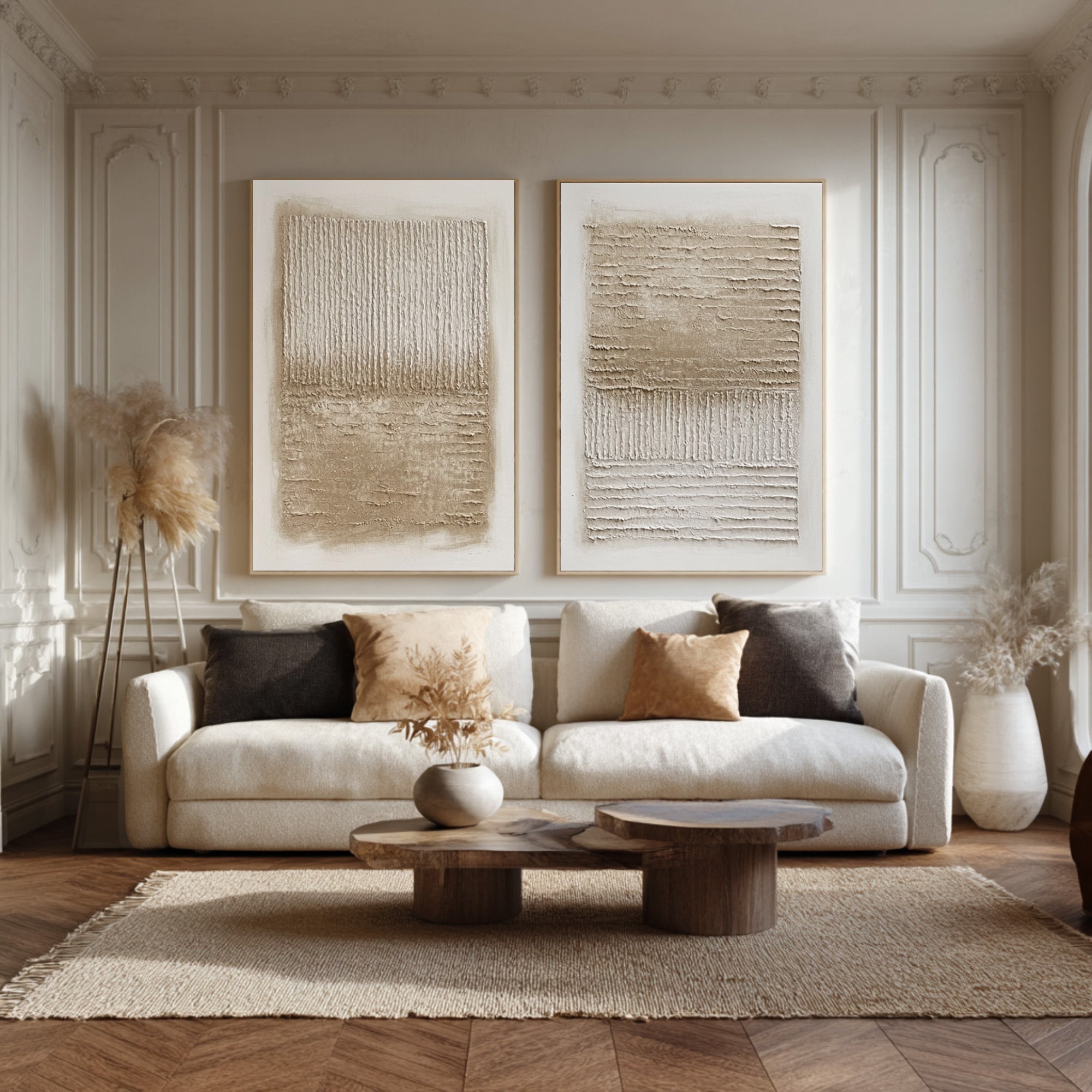 Modern Striped Impasto Wall Art Set Of 2 #AG 021