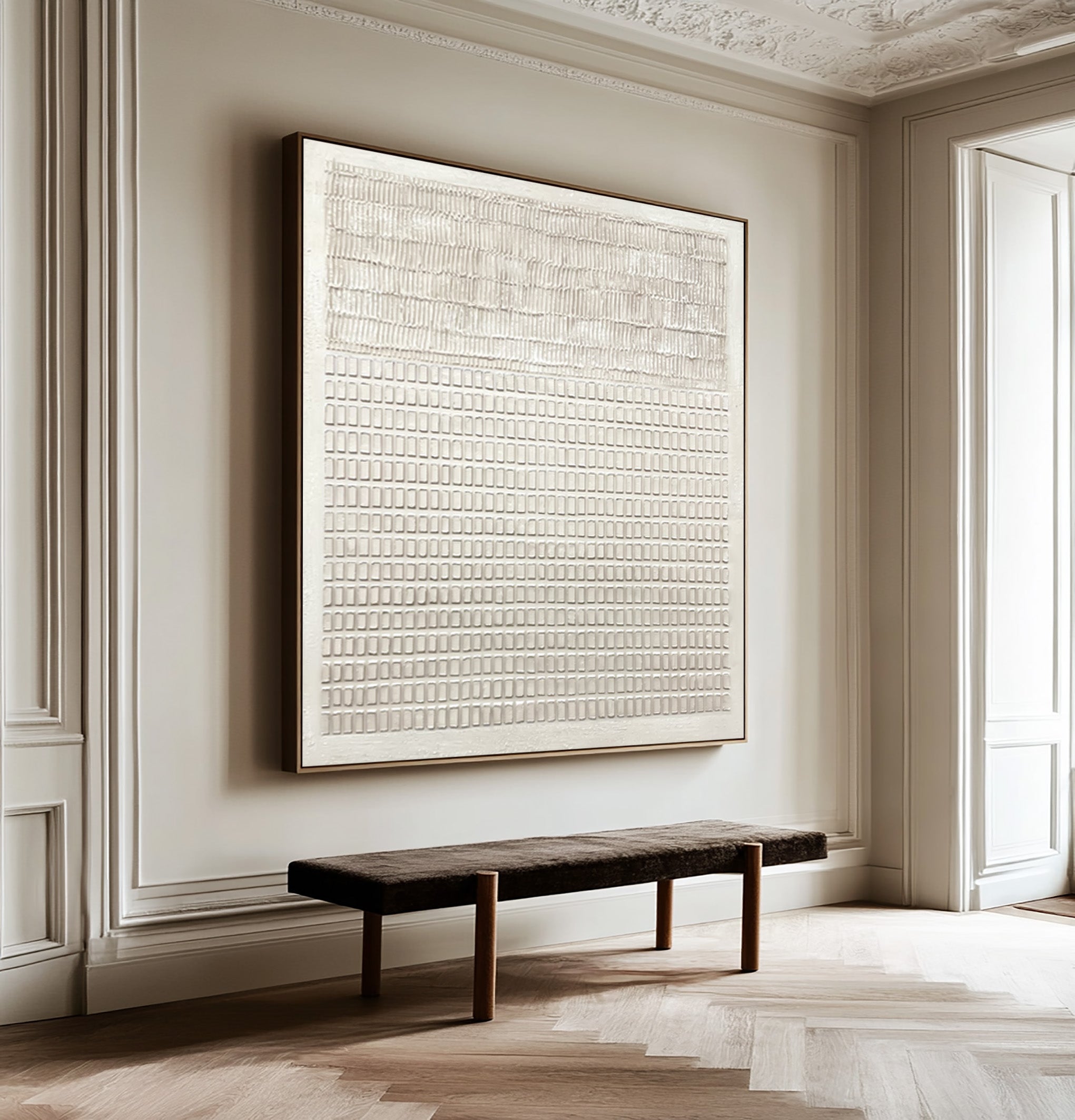 Textured White Minimalist Abstract Wall Art #AG 025