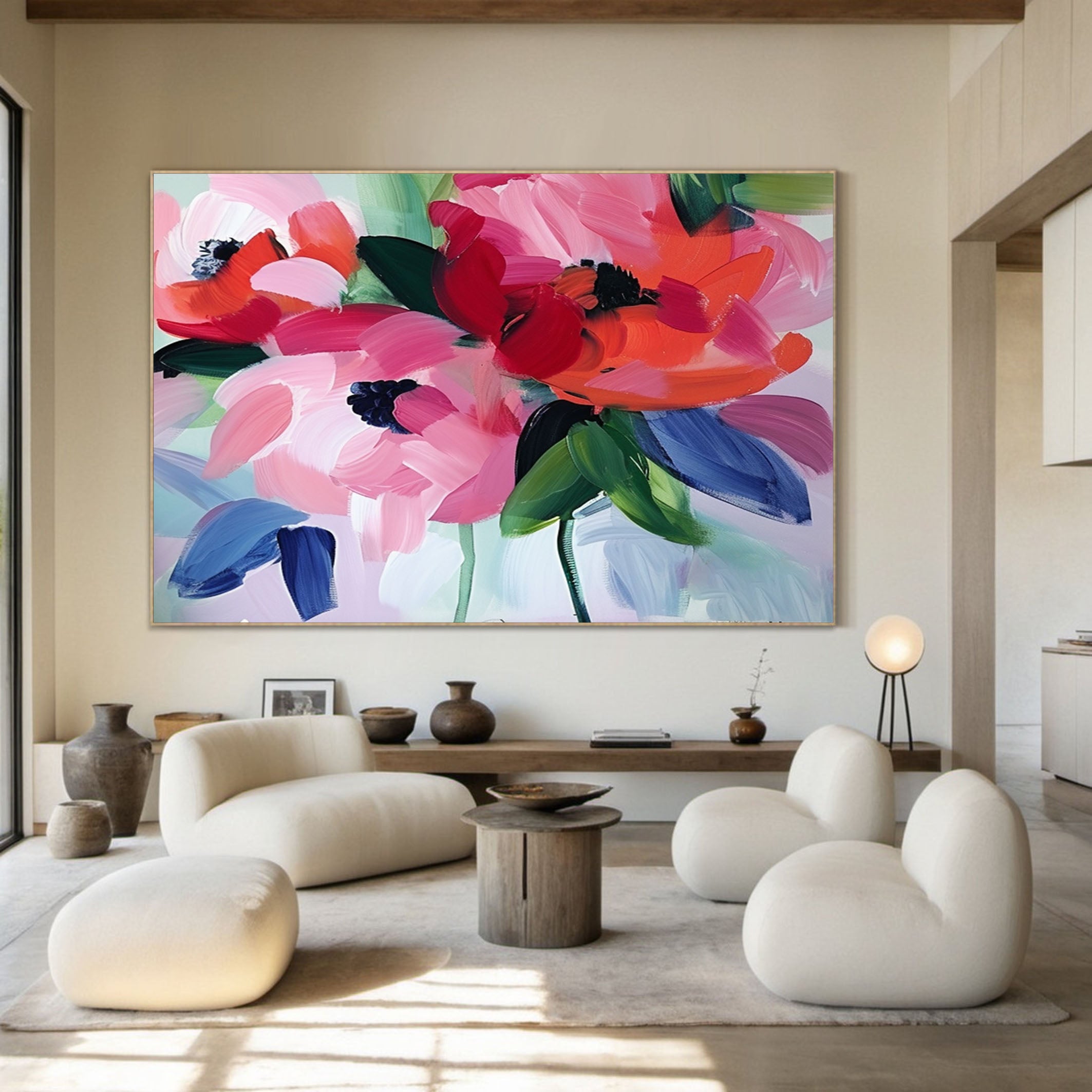 Exotic Bloom Abstract Art Bright Floral Canvas #FT 015