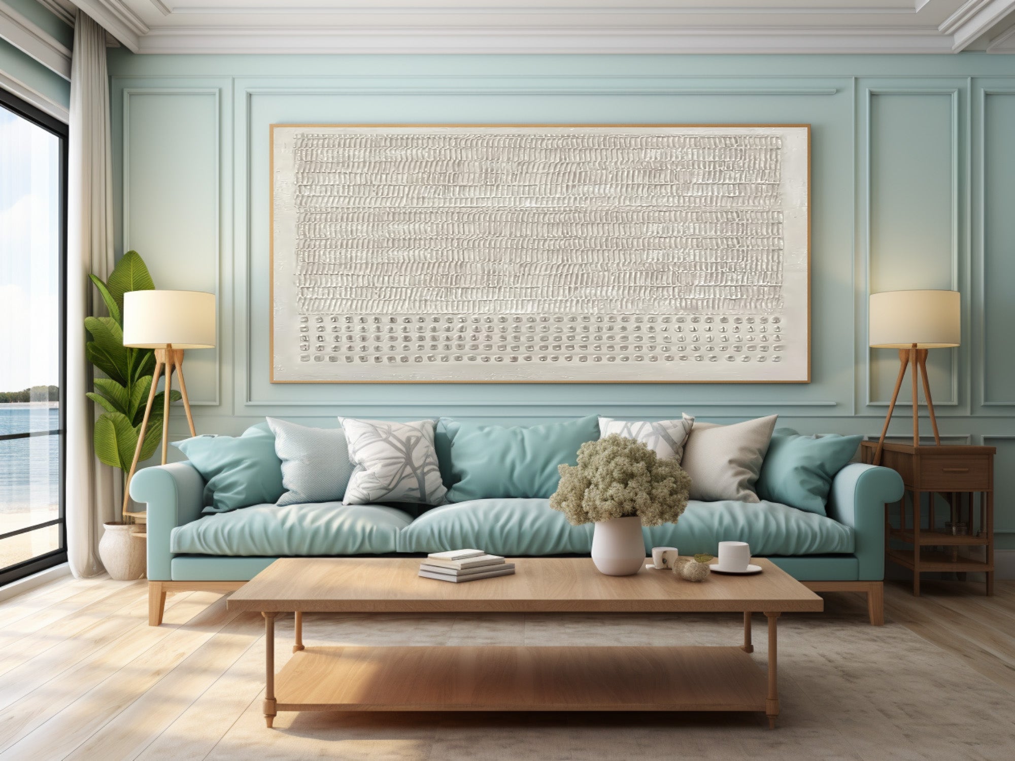 Modern Architectural Art Piece - Textured White Design #AG 032